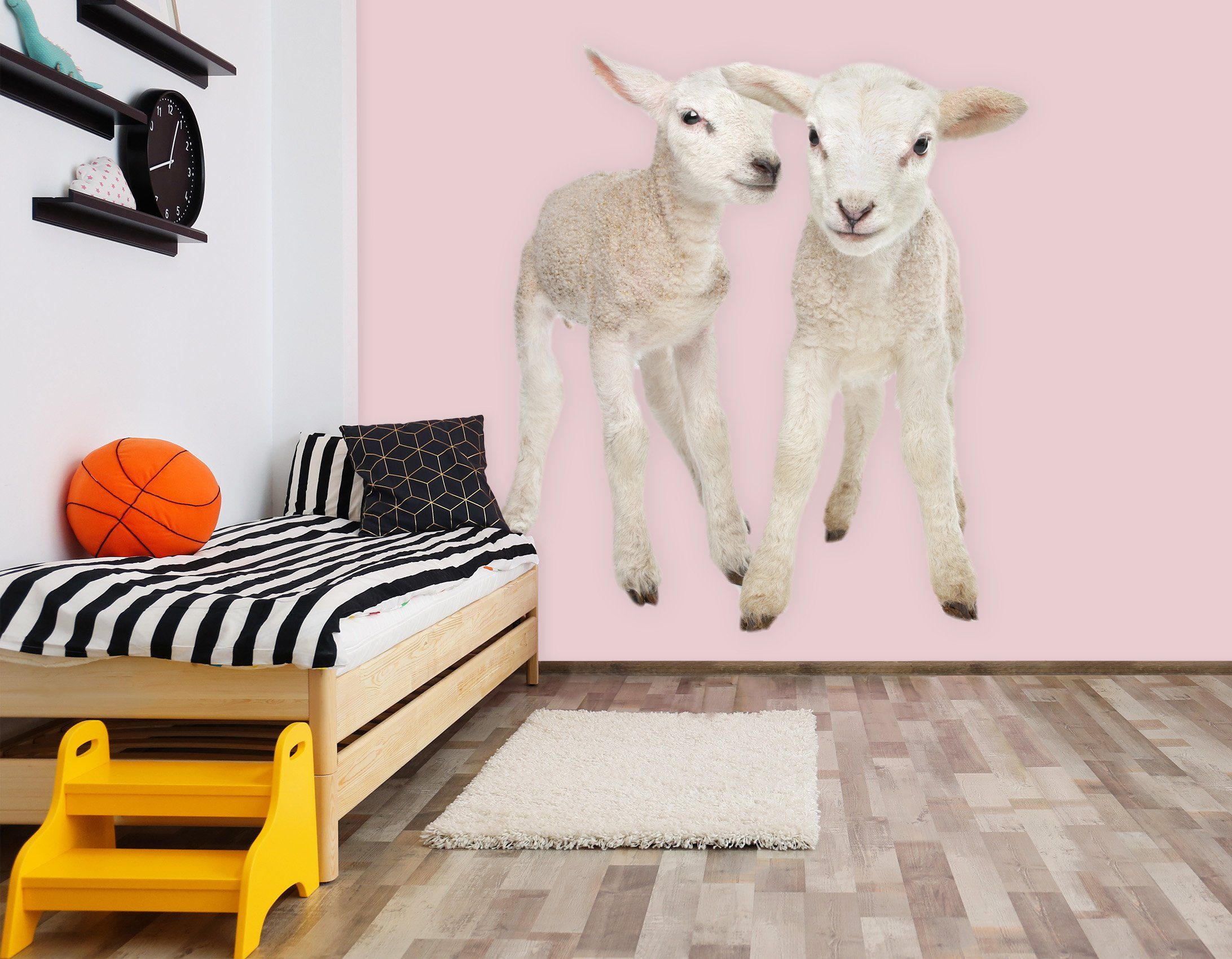 3D Two Little Sheep 191 Animals Wall Stickers Wallpaper AJ Wallpaper