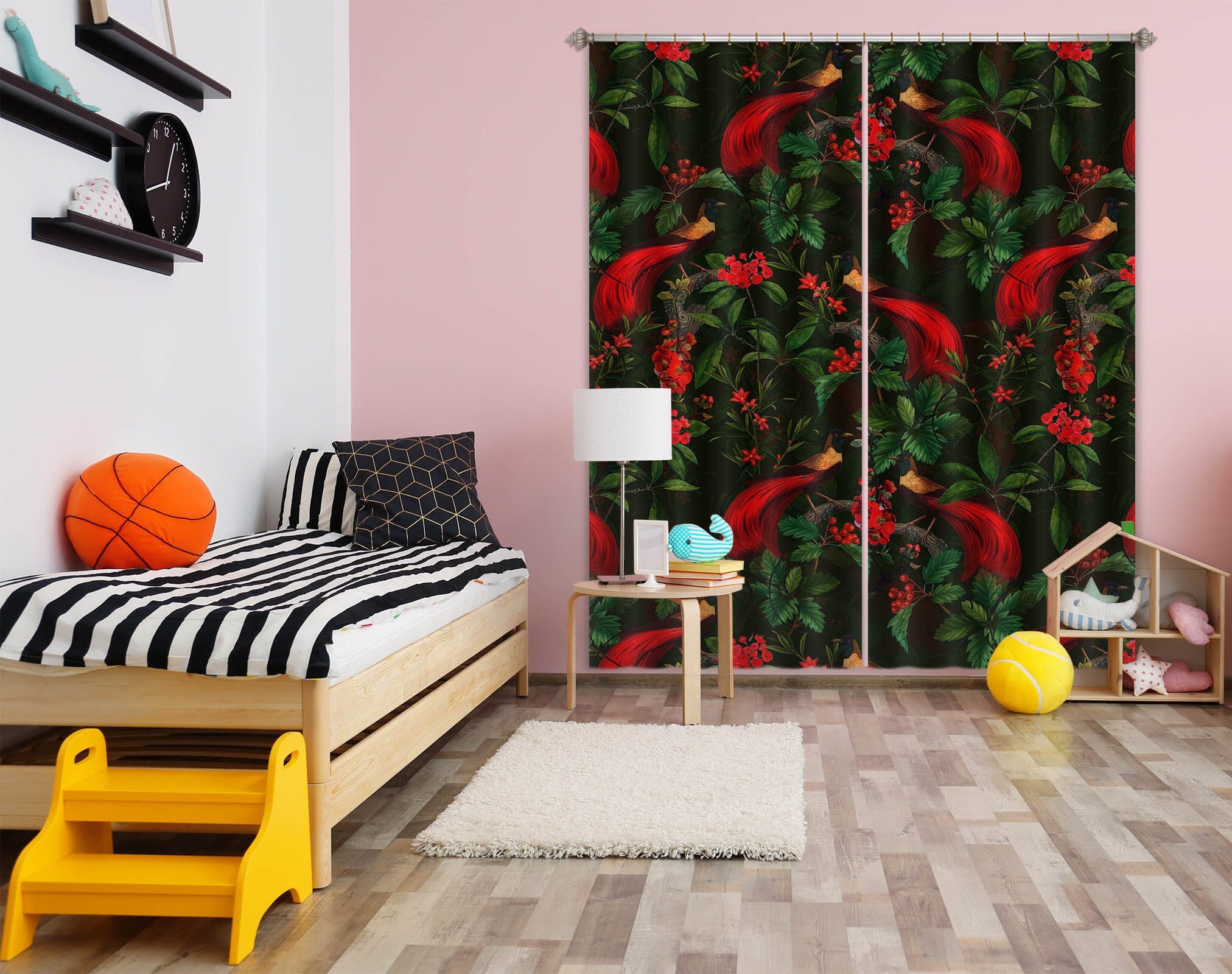 3D Red Wild Flower 177 Uta Naumann Curtain Curtains Drapes Curtains AJ Creativity Home