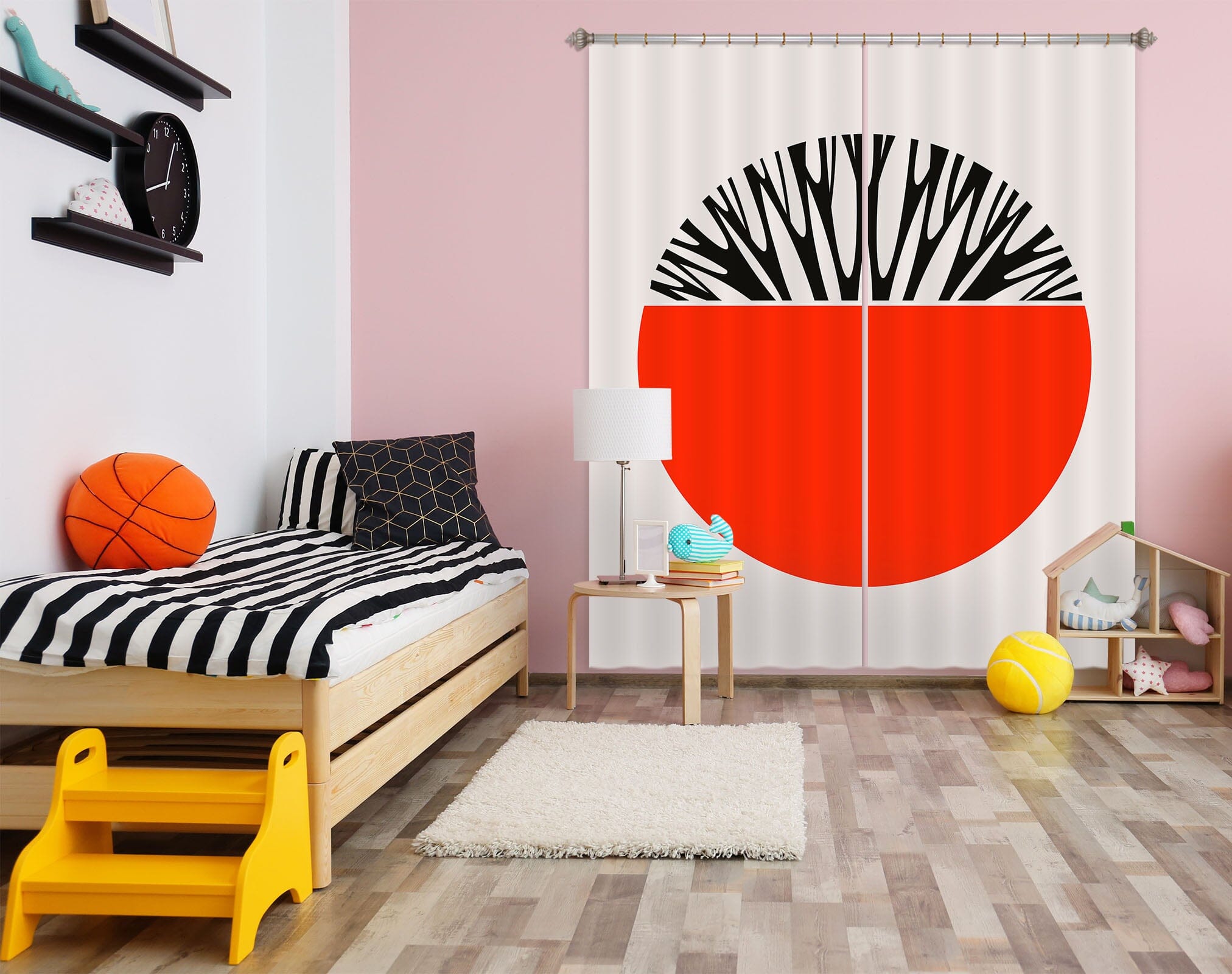3D Red Semicircle 1008 Boris Draschoff Curtain Curtains Drapes Curtains AJ Creativity Home