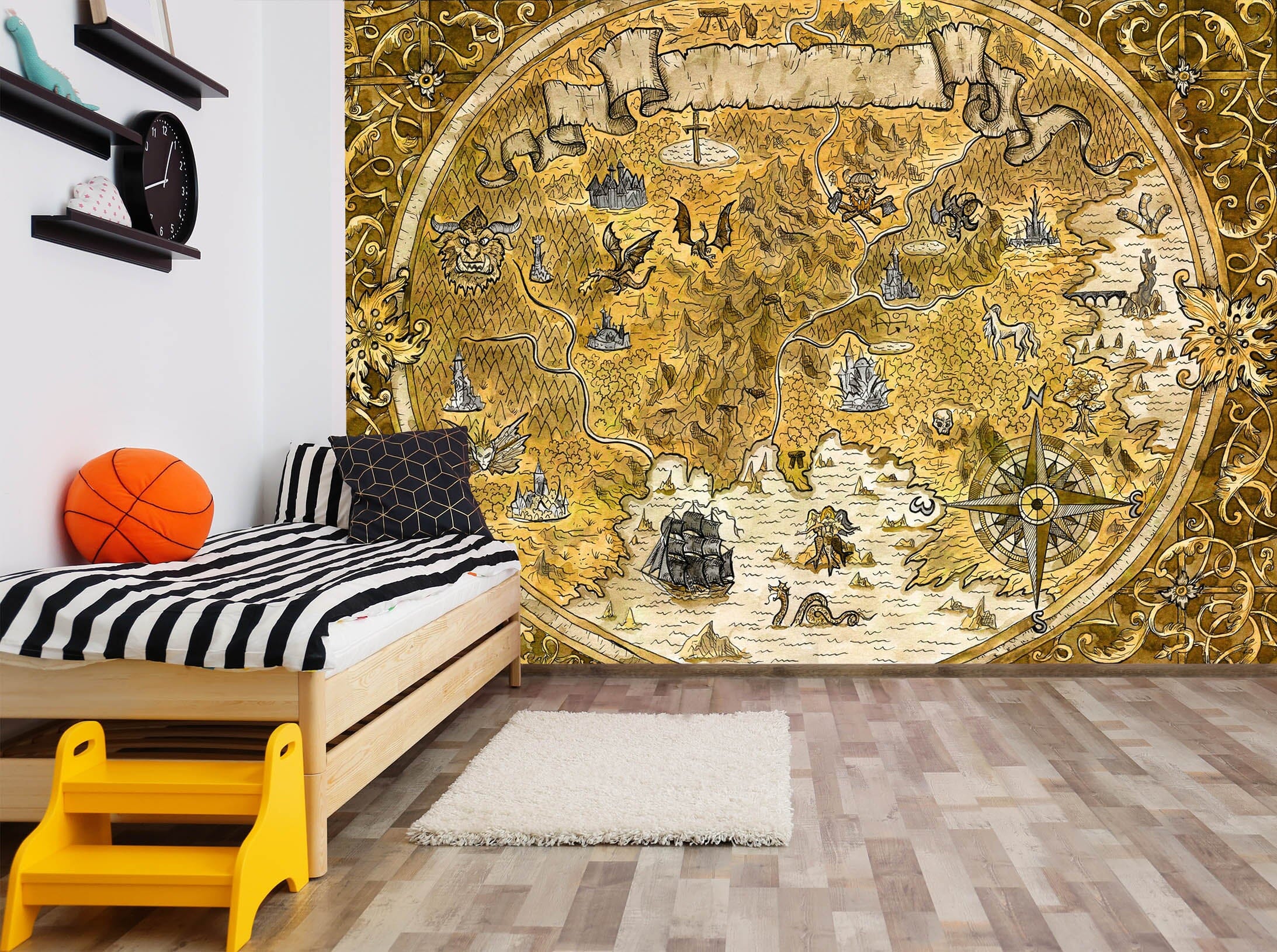 3D Yellow Valley 2150 World Map Wall Murals Wallpaper AJ Wallpaper 2