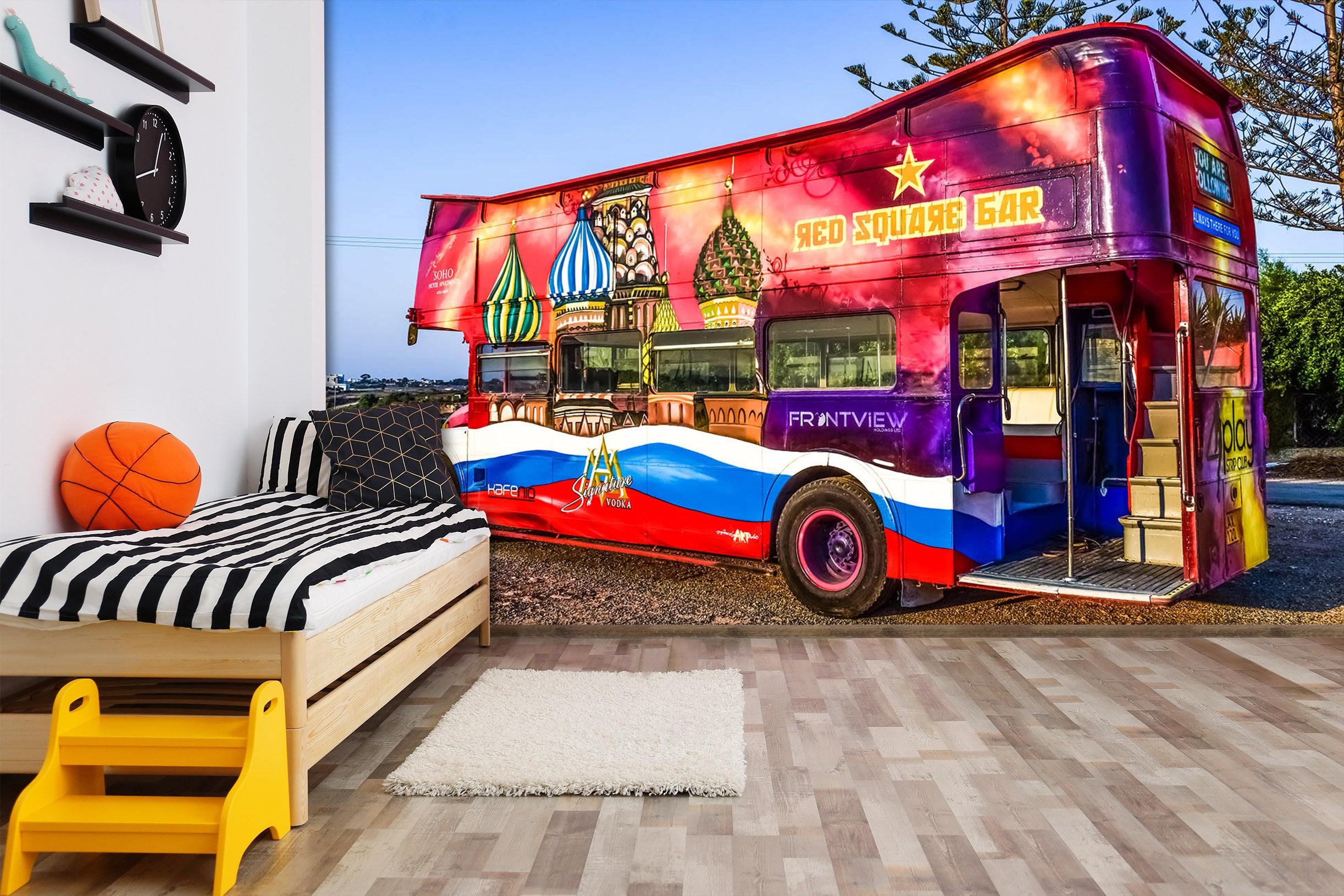 3D Graffiti Bus Bar 002 Vehicle Wall Murals