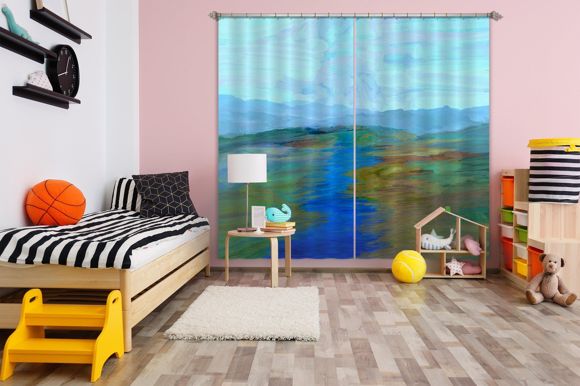 3D Blue Channel 053 Michael Tienhaara Curtain Curtains Drapes Curtains AJ Creativity Home