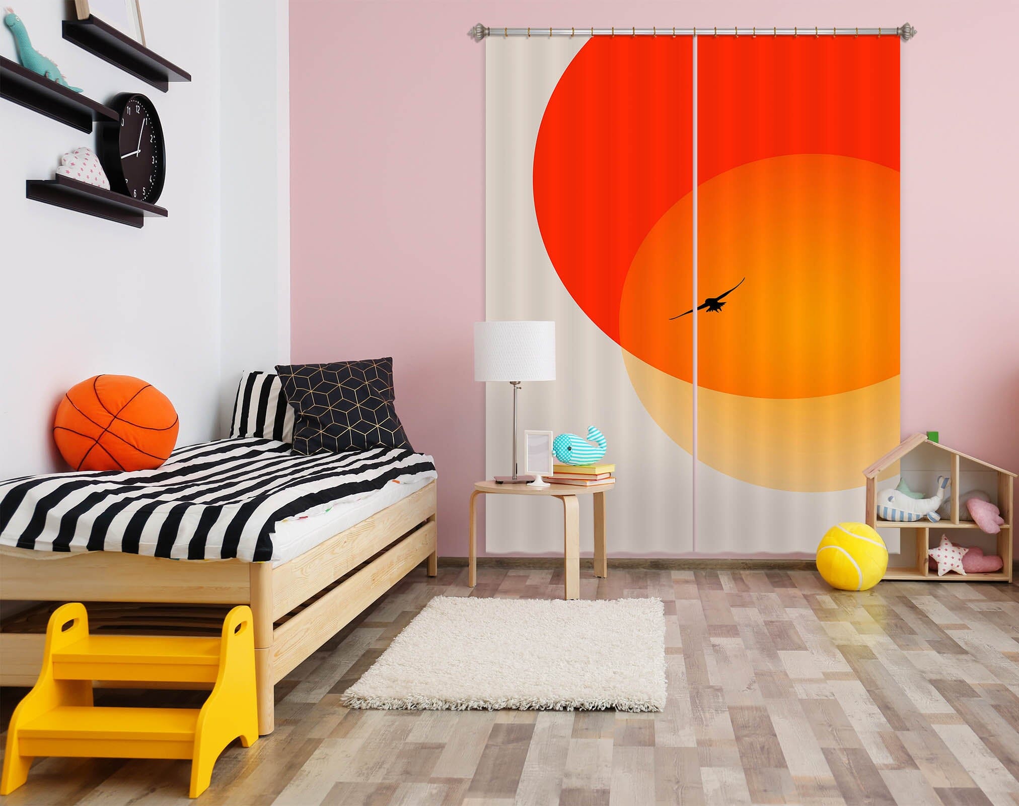 3D Sun Geese 1051 Boris Draschoff Curtain Curtains Drapes Curtains AJ Creativity Home