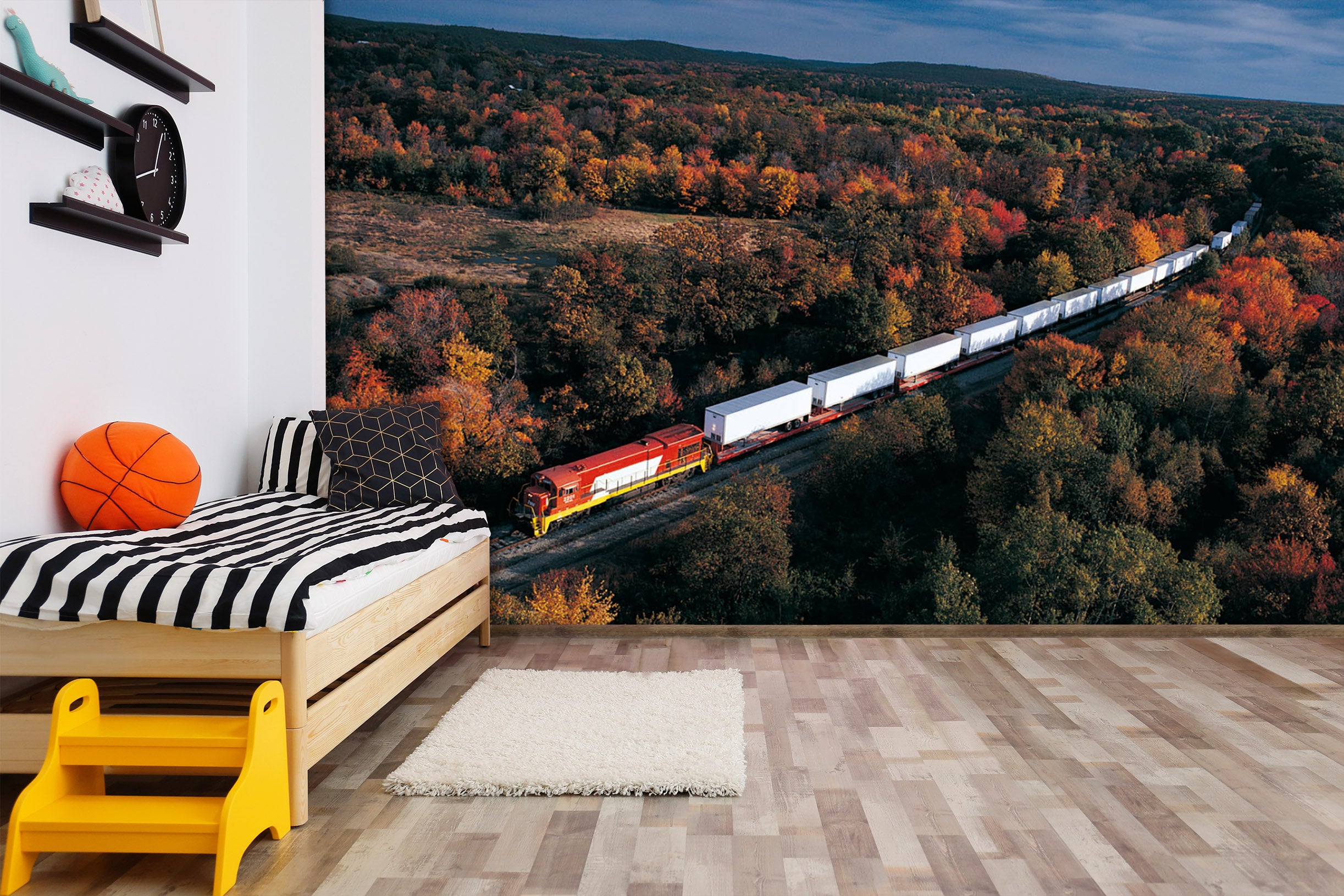 3D Maple Forest Train 068 Vehicle Wall Murals