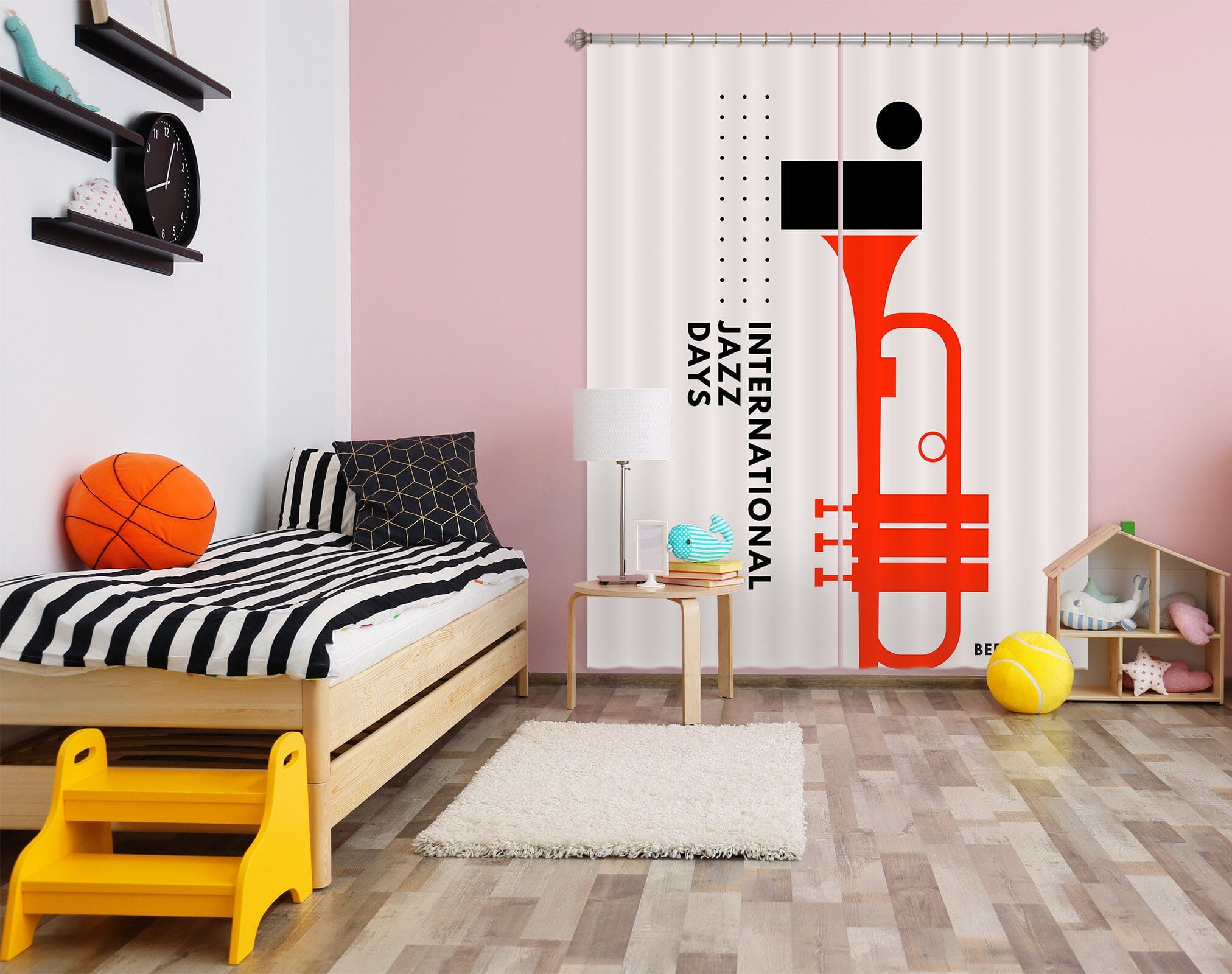 3D Red Trumpet 1057 Boris Draschoff Curtain Curtains Drapes Curtains AJ Creativity Home