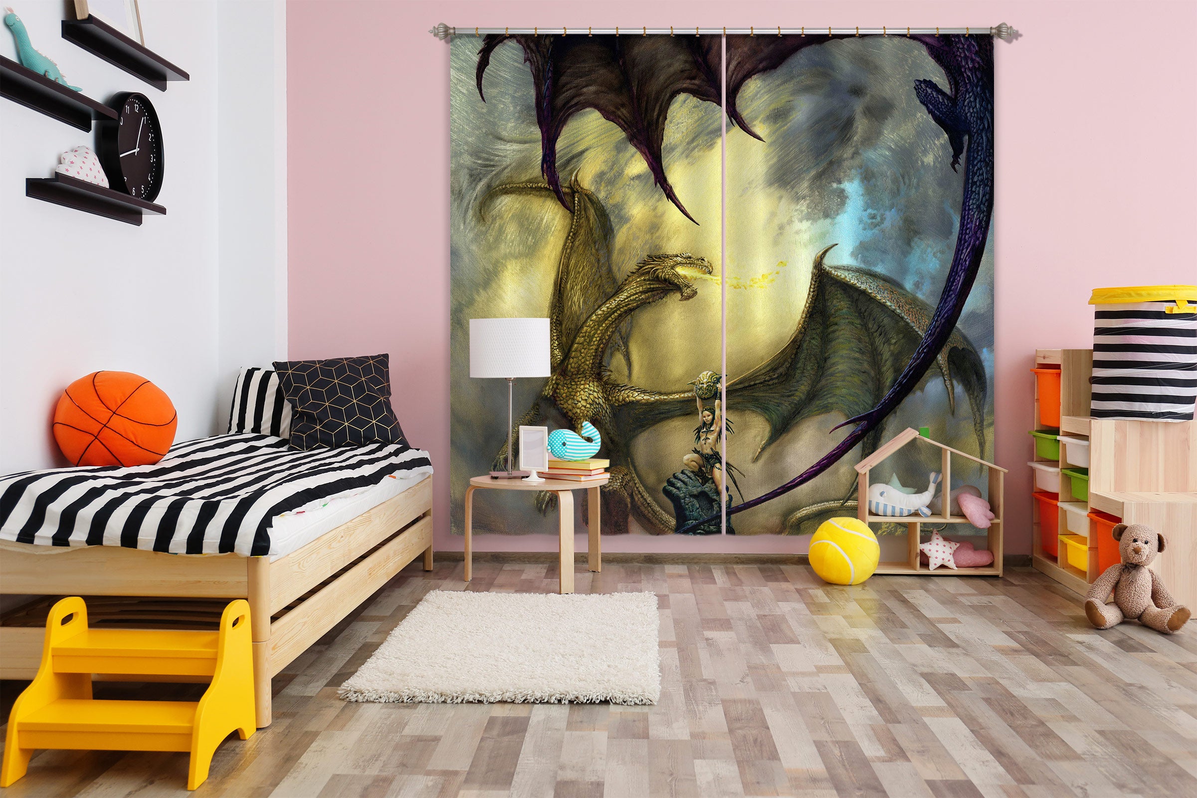 3D Flying Dragon 8022 Ciruelo Curtain Curtains Drapes