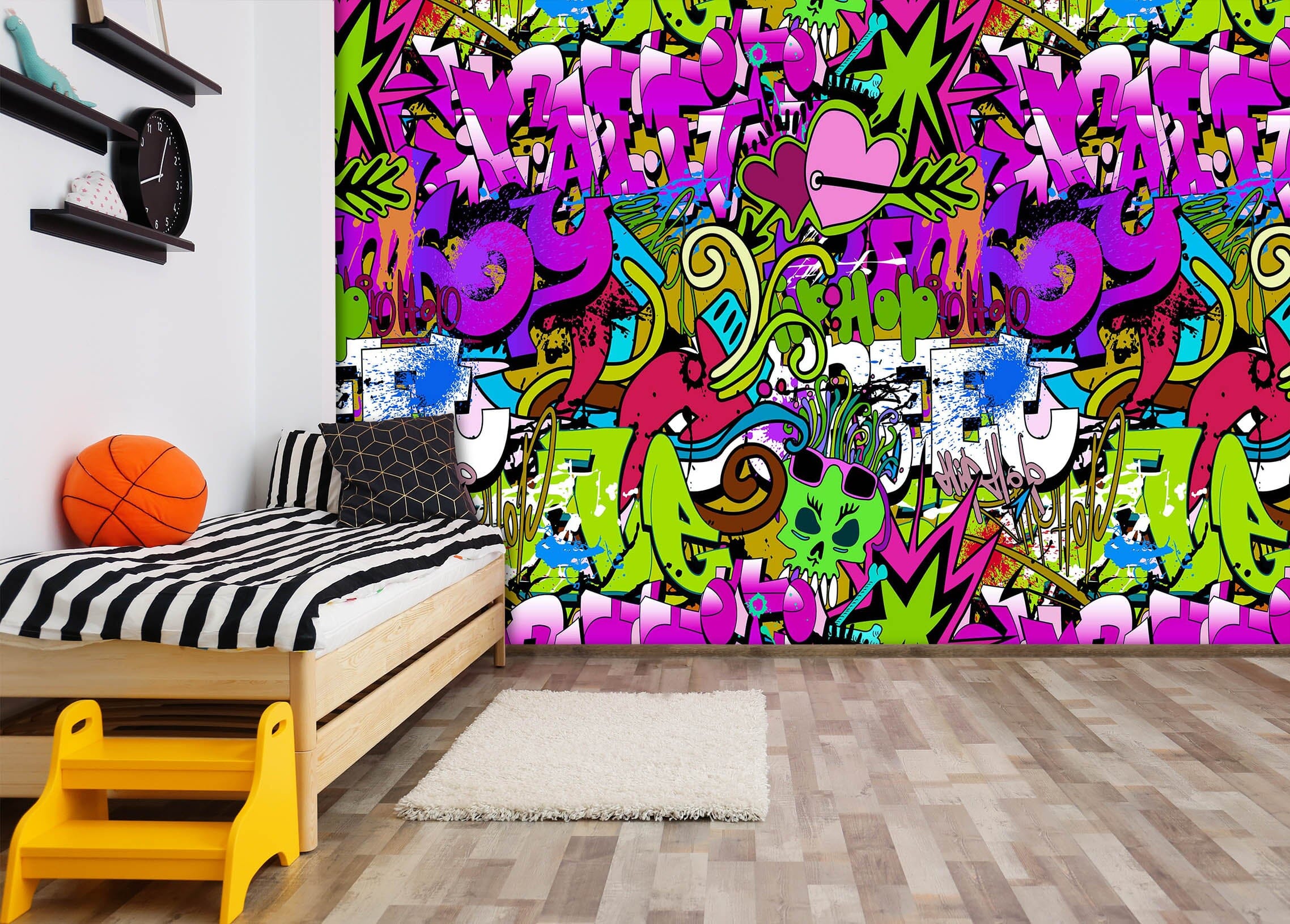 3D Purple Graffiti 1655 Wall Murals Wallpaper AJ Wallpaper 2