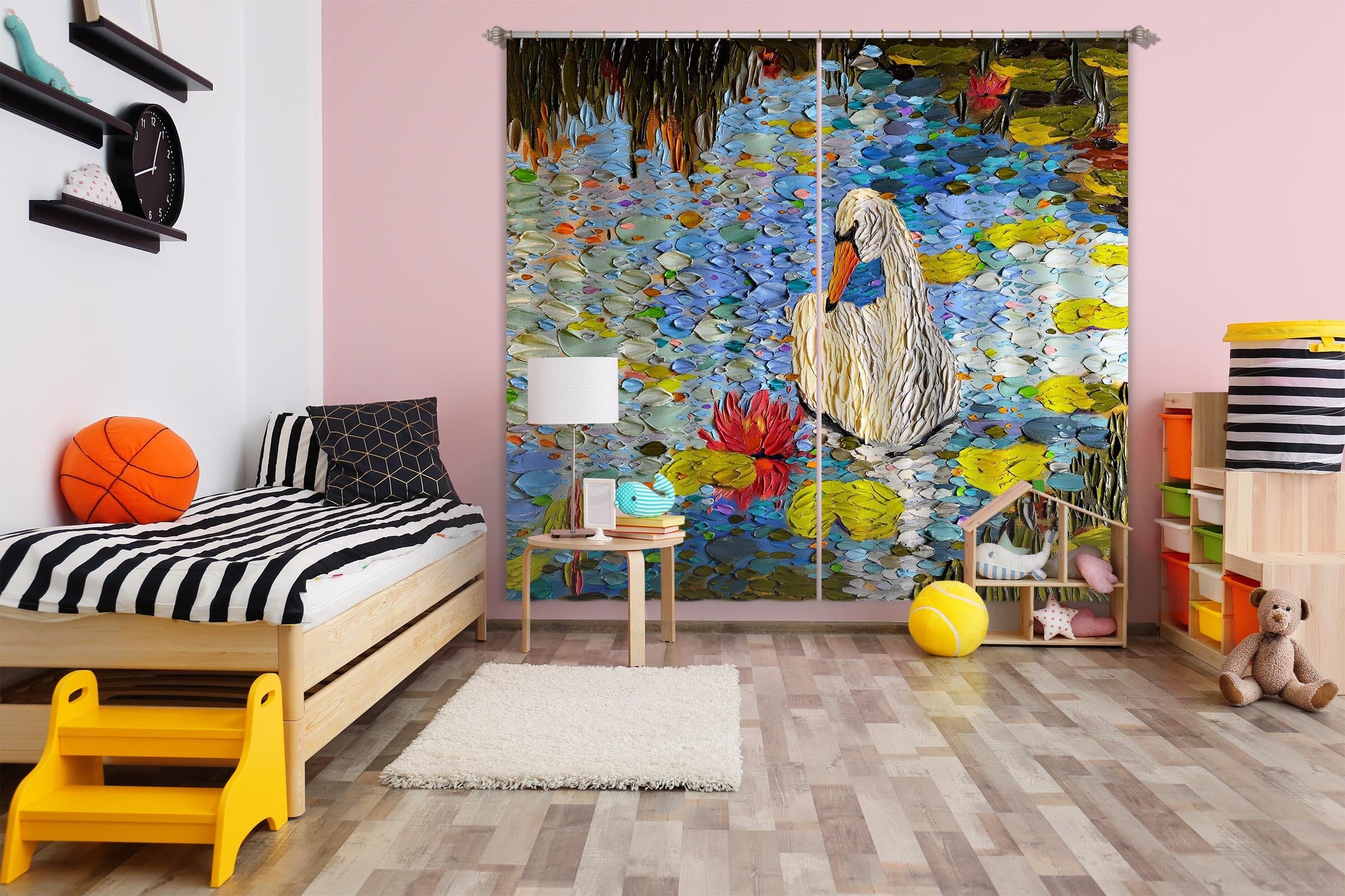 3D Swan Lake 059 Dena Tollefson Curtain Curtains Drapes Curtains AJ Creativity Home