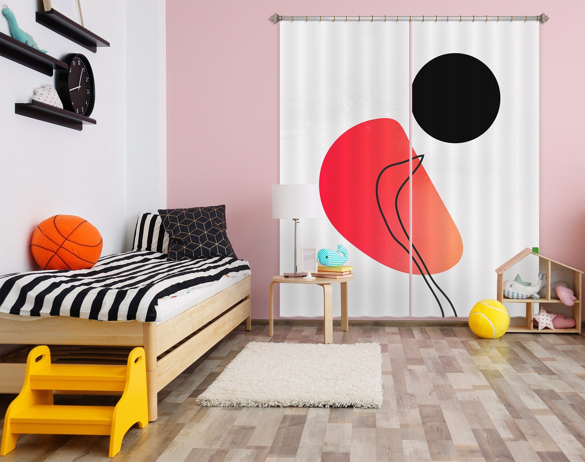 3D Black Circular Pattern 1004 Boris Draschoff Curtain Curtains Drapes Curtains AJ Creativity Home