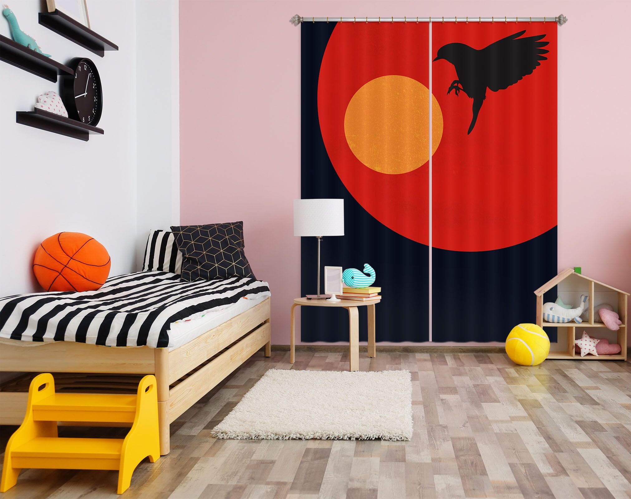 3D Bird Pattern 1129 Boris Draschoff Curtain Curtains Drapes Curtains AJ Creativity Home