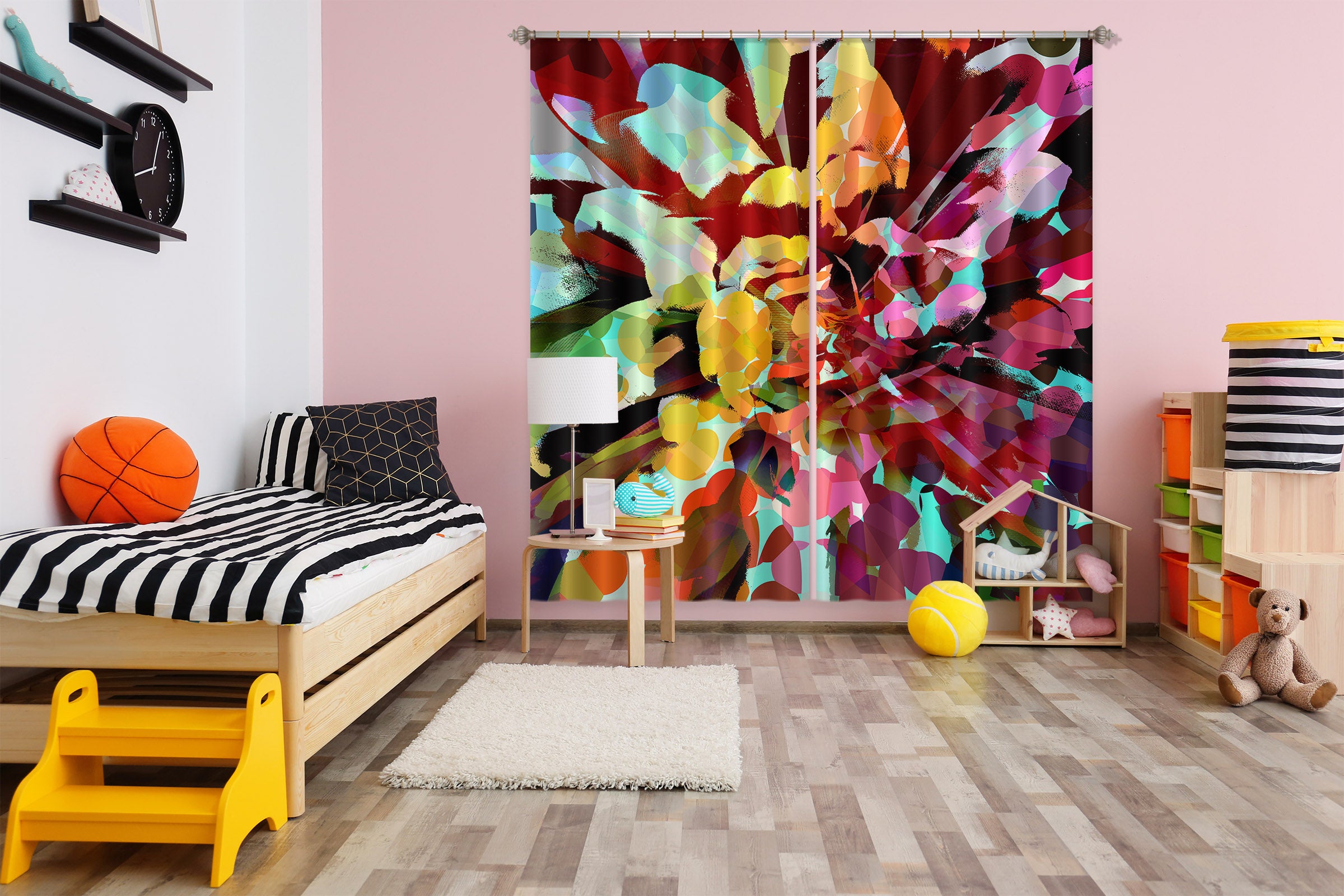 3D Color Flower Pattern 19179 Shandra Smith Curtain Curtains Drapes