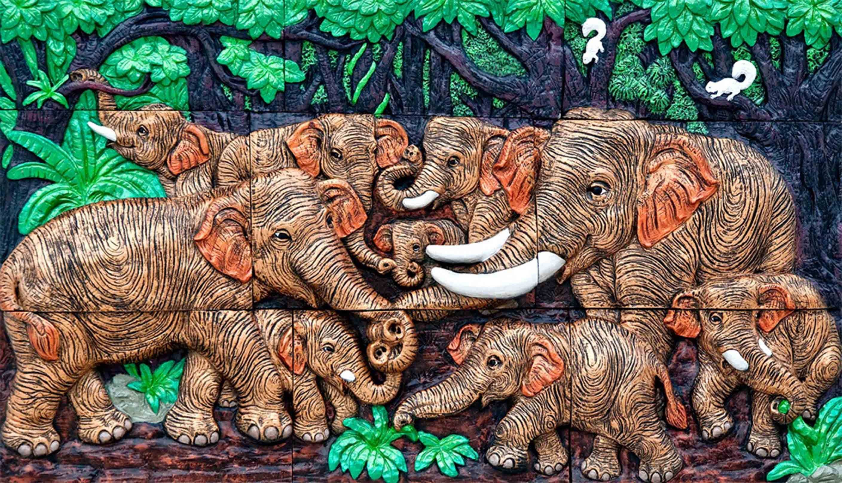 3D Playful Elephants 317 Garage Door Mural Wallpaper AJ Wallpaper