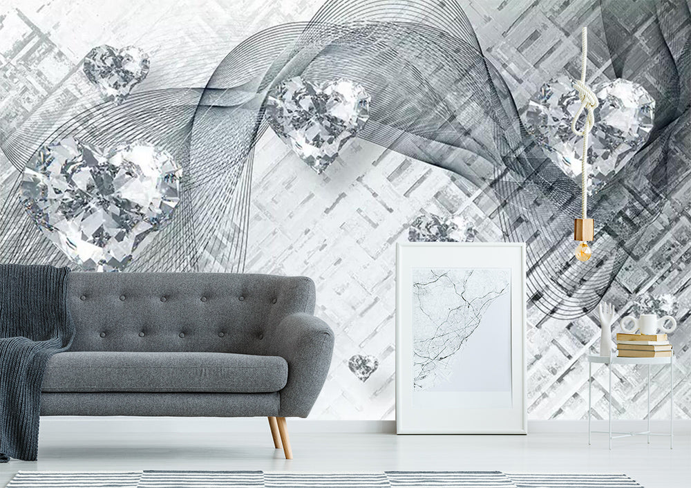 3D Heart Crystal WC590 Wall Murals