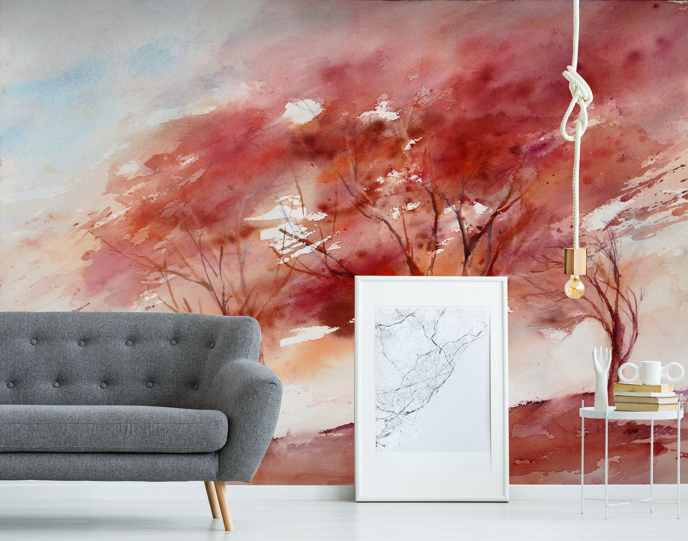 3D Red Tree 049 Wallpaper AJ Wallpaper