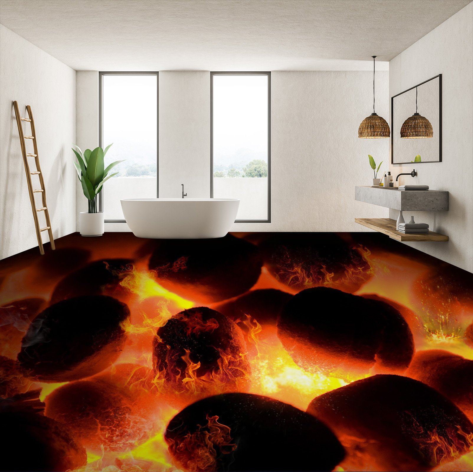 3D Magma 045 Floor Mural Wallpaper AJ Wallpaper 2