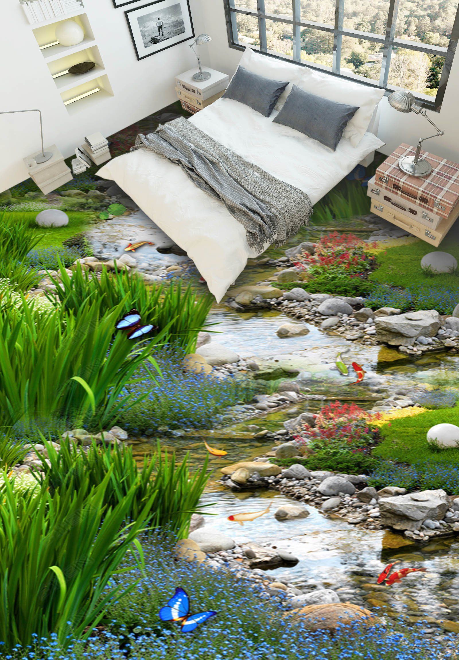 3D Shallow Booth 075 Floor Mural Wallpaper AJ Wallpaper 2