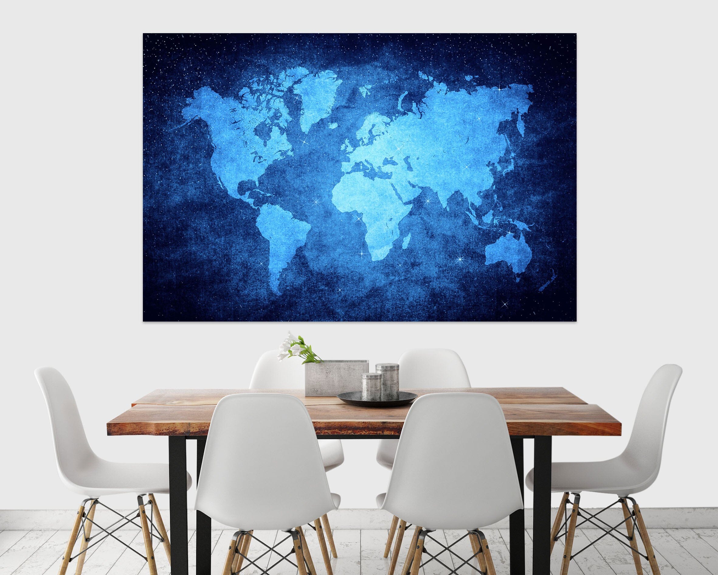 3D Blue World 129 World Map Wall Sticker Wallpaper AJ Wallpaper 2
