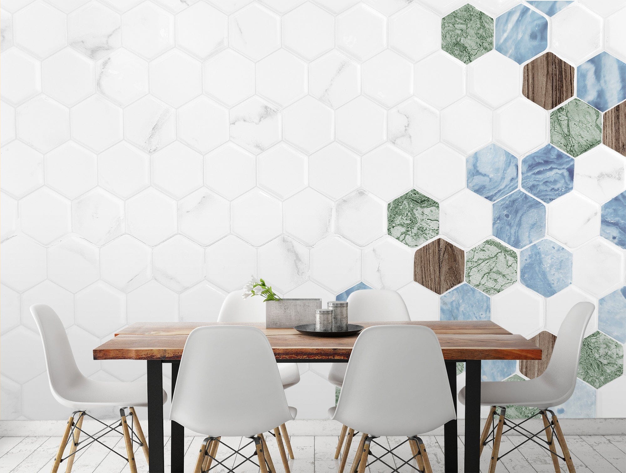 3D White Hexagon Graphic 77 Wall Murals Wallpaper AJ Wallpaper 2