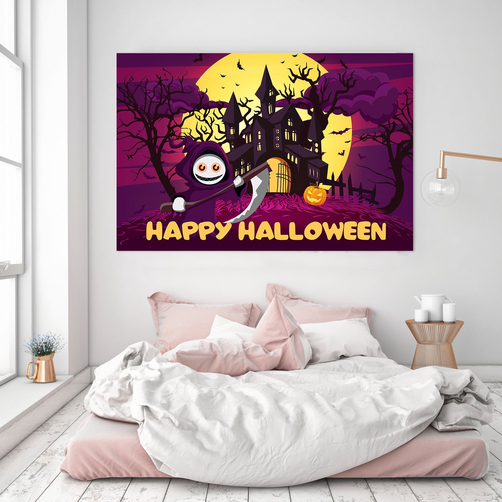 3D Moon Villa Scythe 004 Halloween Wall Stickers Wallpaper AJ Wallpaper 2