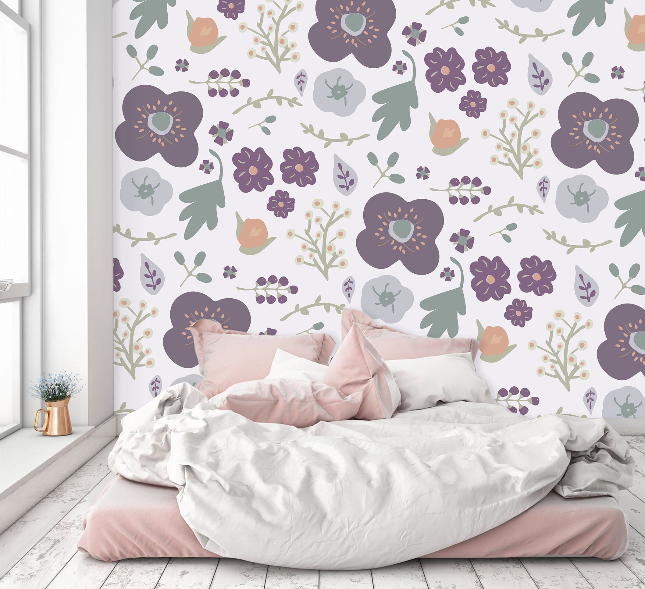 3D Colored Flowers 1402 Jillian Helvey Wall Mural Wall Murals Wallpaper AJ Wallpaper 2