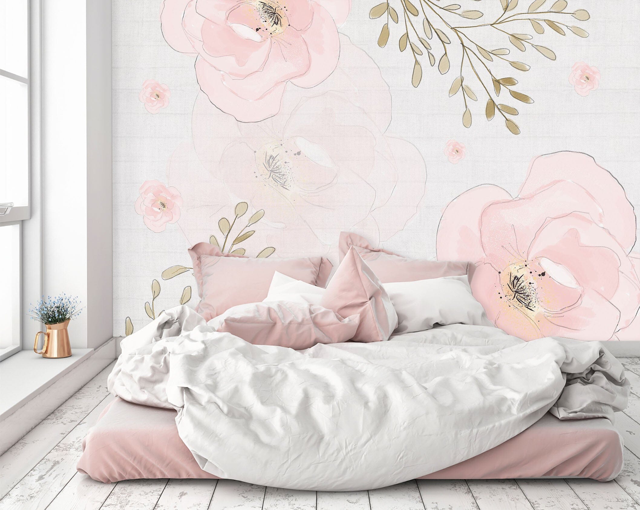3D Pink Flowers 1538 Wall Murals Wallpaper AJ Wallpaper 2