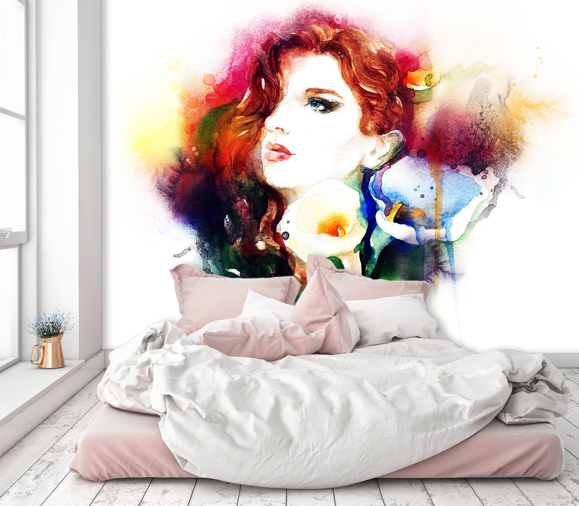 3D Red Hair Cool Woman 603 Wallpaper AJ Wallpaper 2