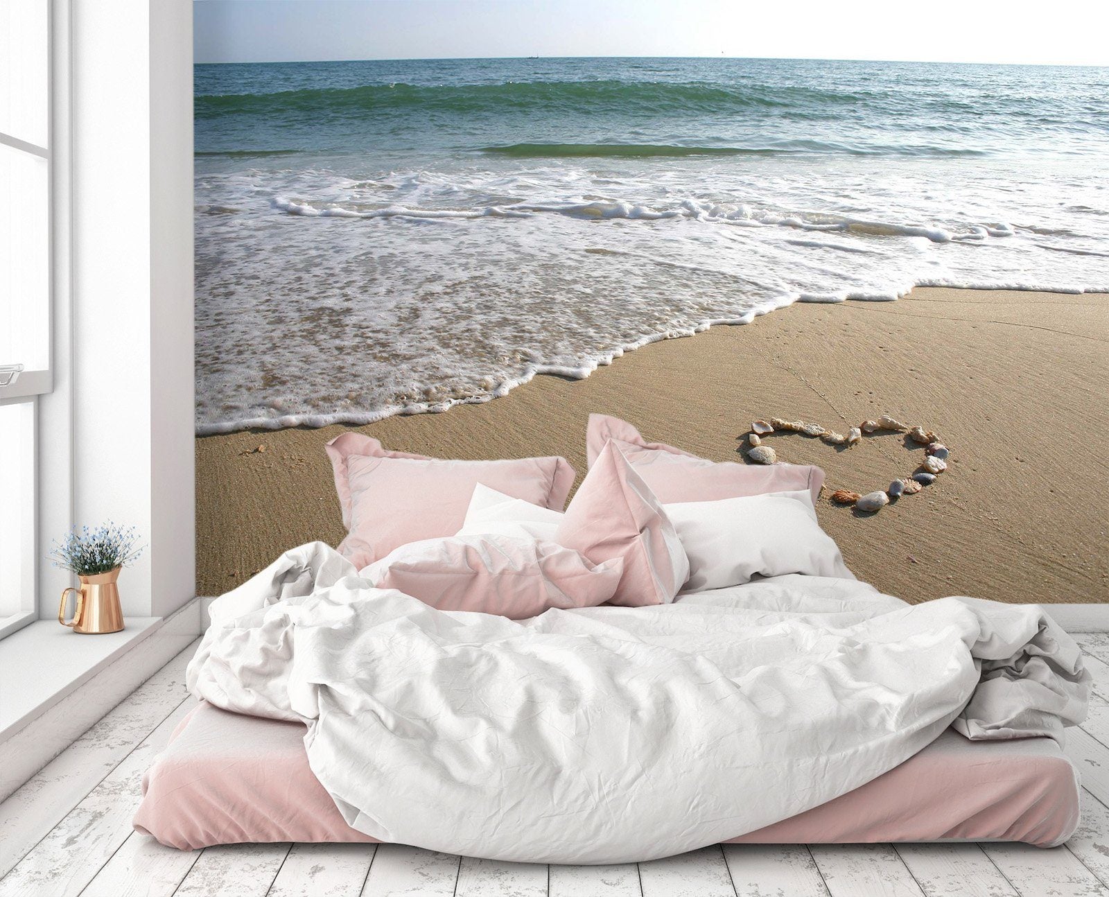 3D Beach Heart Type 059 Wall Murals Wallpaper AJ Wallpaper 2