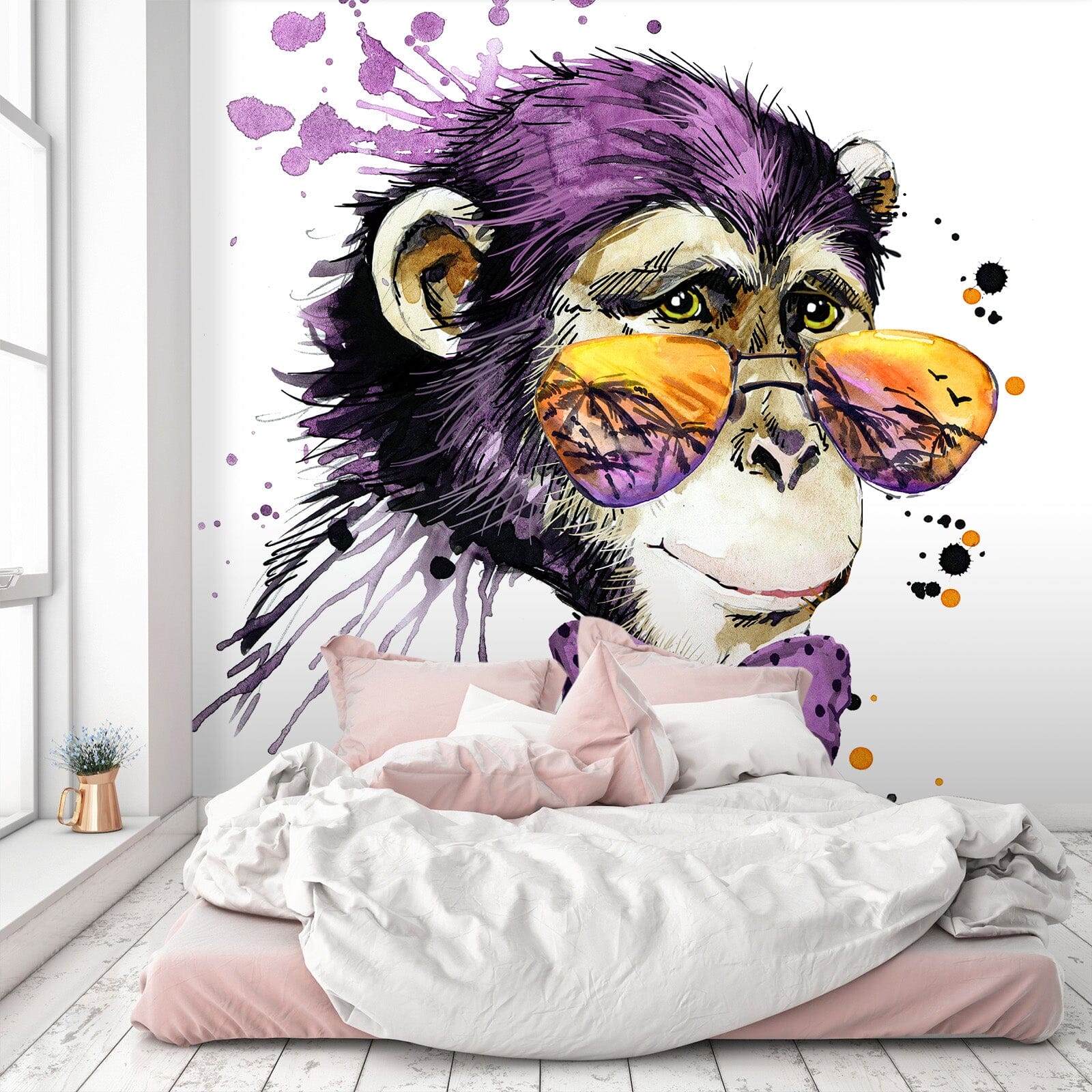 3D Purple Monkey 375 Wall Murals Wallpaper AJ Wallpaper 2