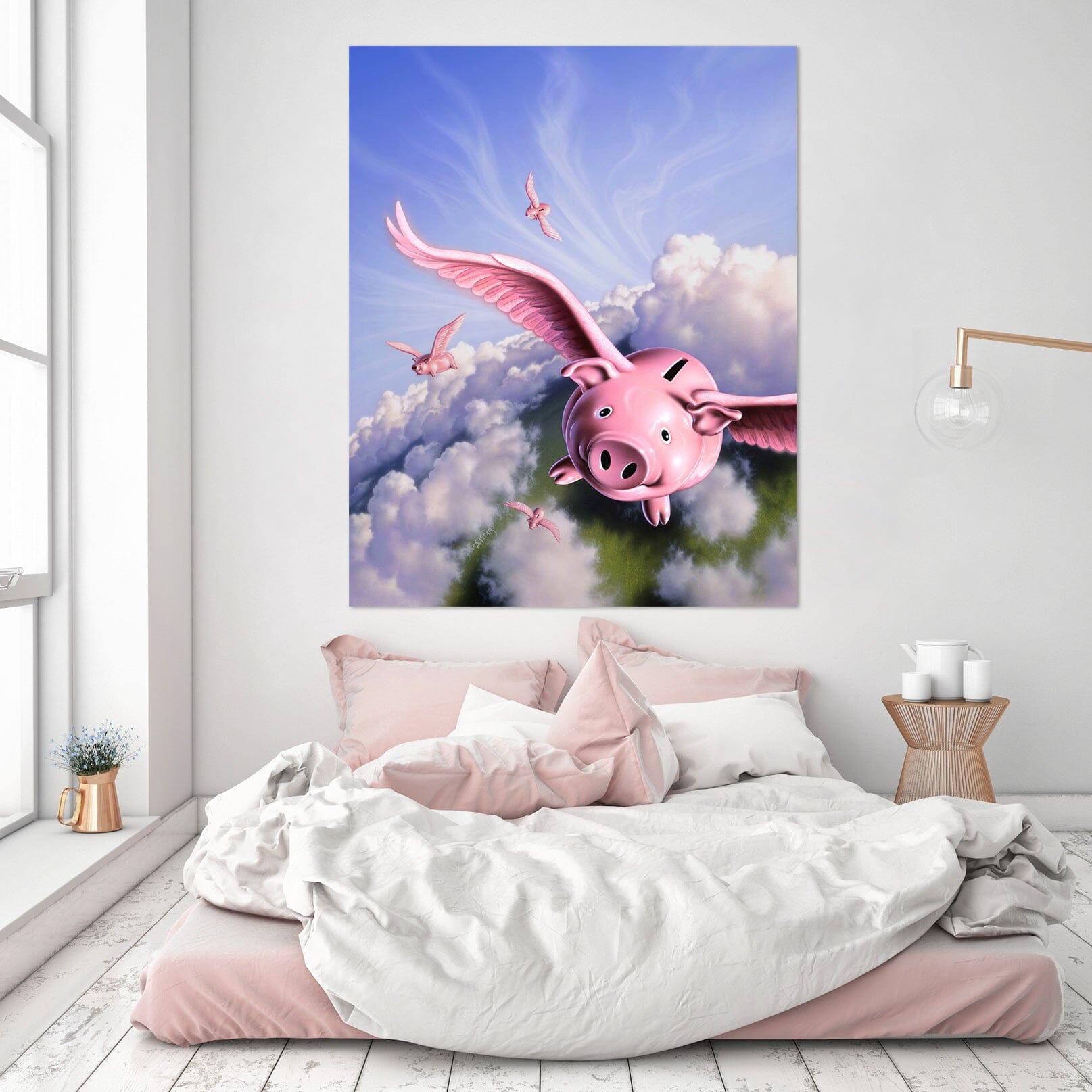 3D Flying Pig 034 Jerry LoFaro Wall Sticker Wallpaper AJ Wallpaper 2
