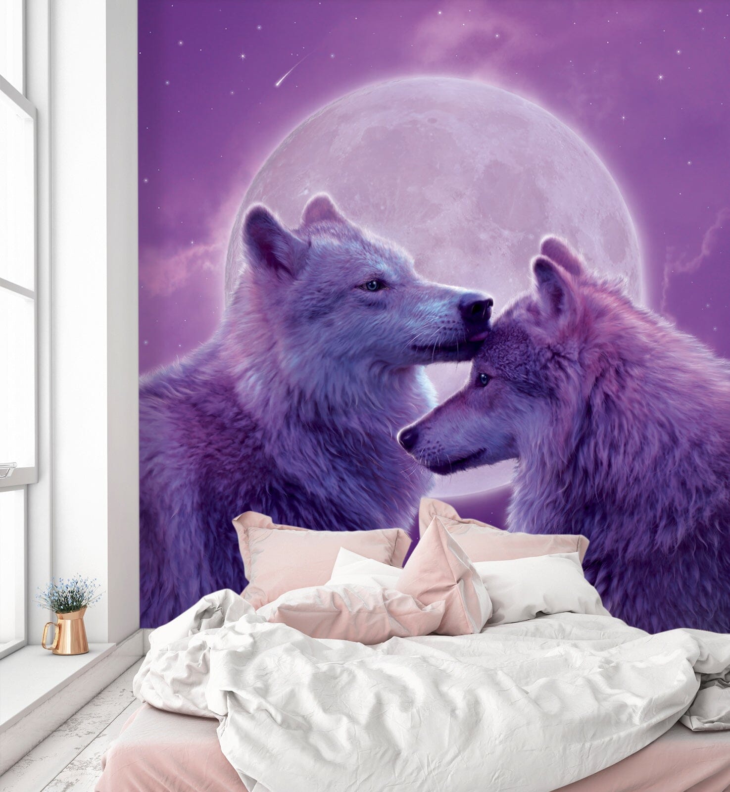 3D Loving Wolves 1427 Wall Murals Exclusive Designer Vincent Wallpaper AJ Wallpaper 2