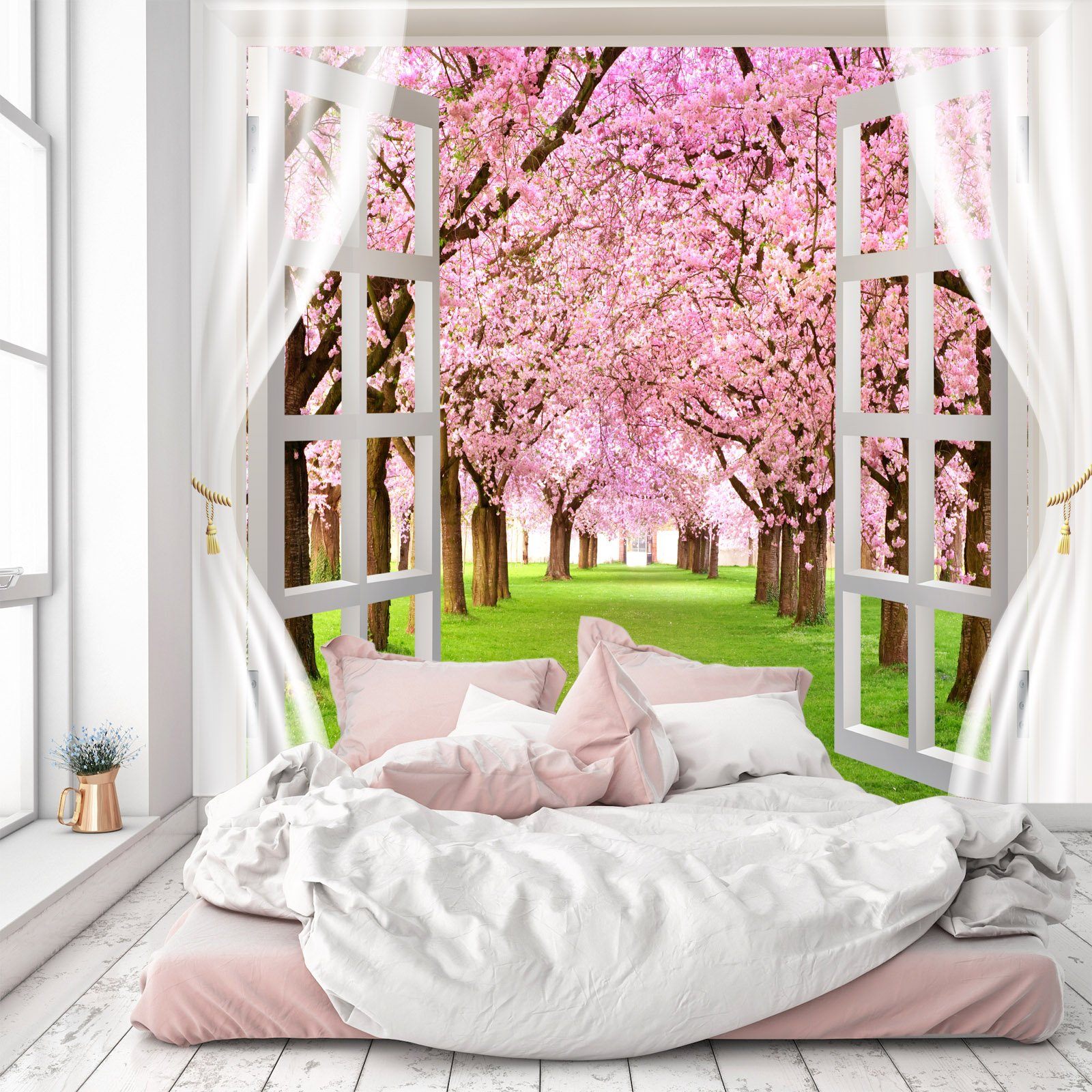 Window Blooming Trees Wallpaper AJ Wallpaper