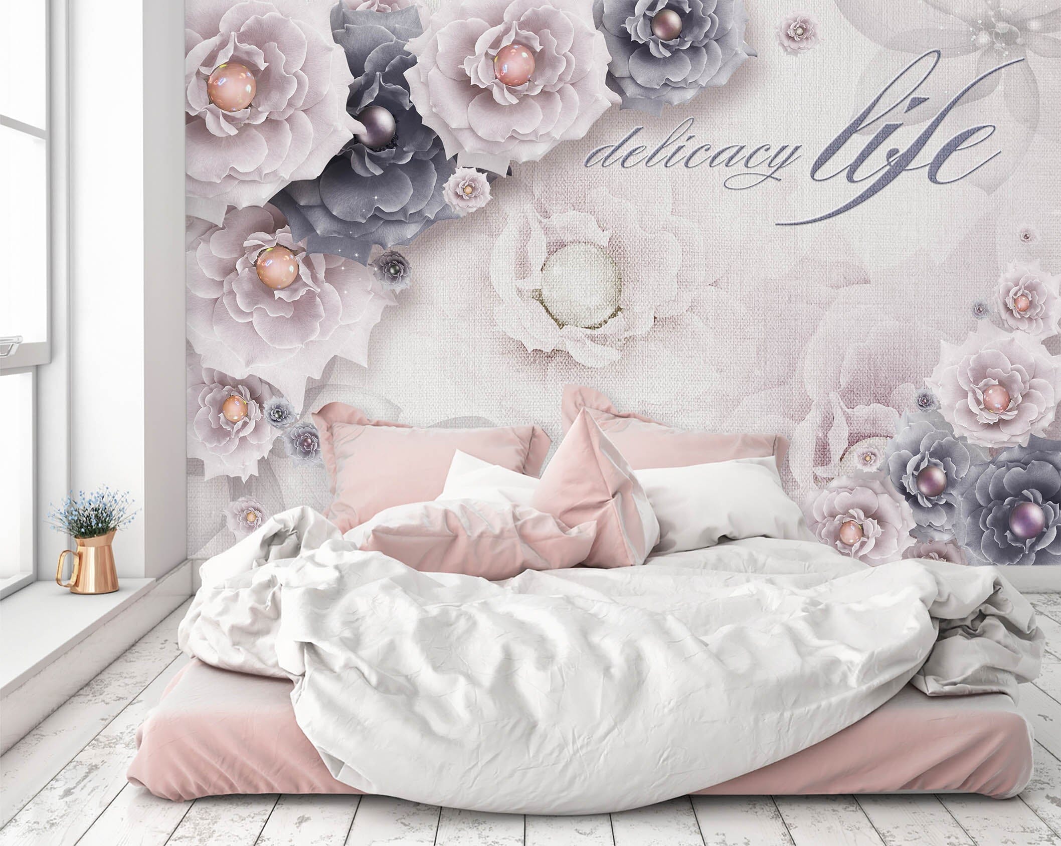 3D Pearl Flower 1468 Wall Murals Wallpaper AJ Wallpaper 2