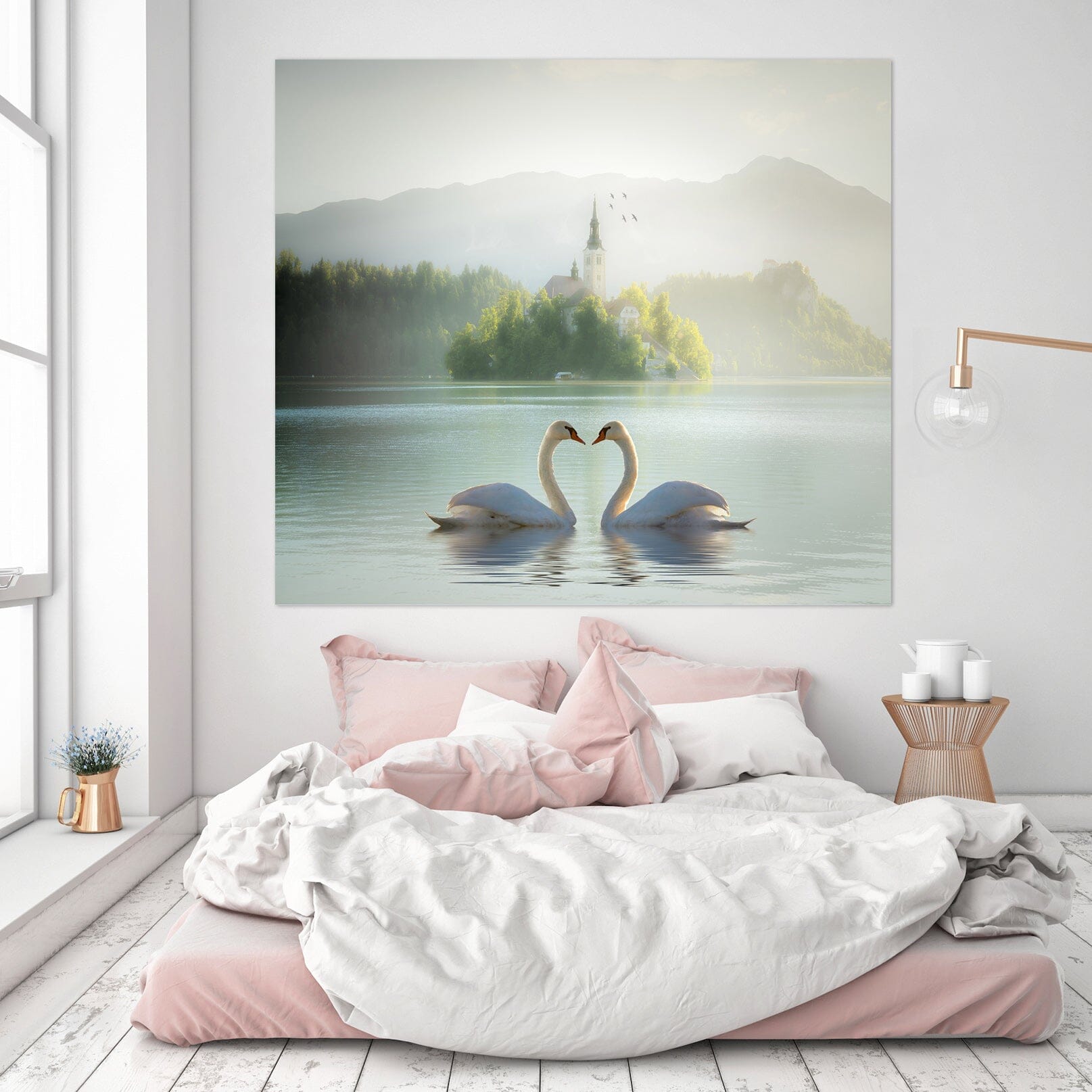3D Swan Lake 124 Marco Carmassi Wall Sticker Wallpaper AJ Wallpaper 2