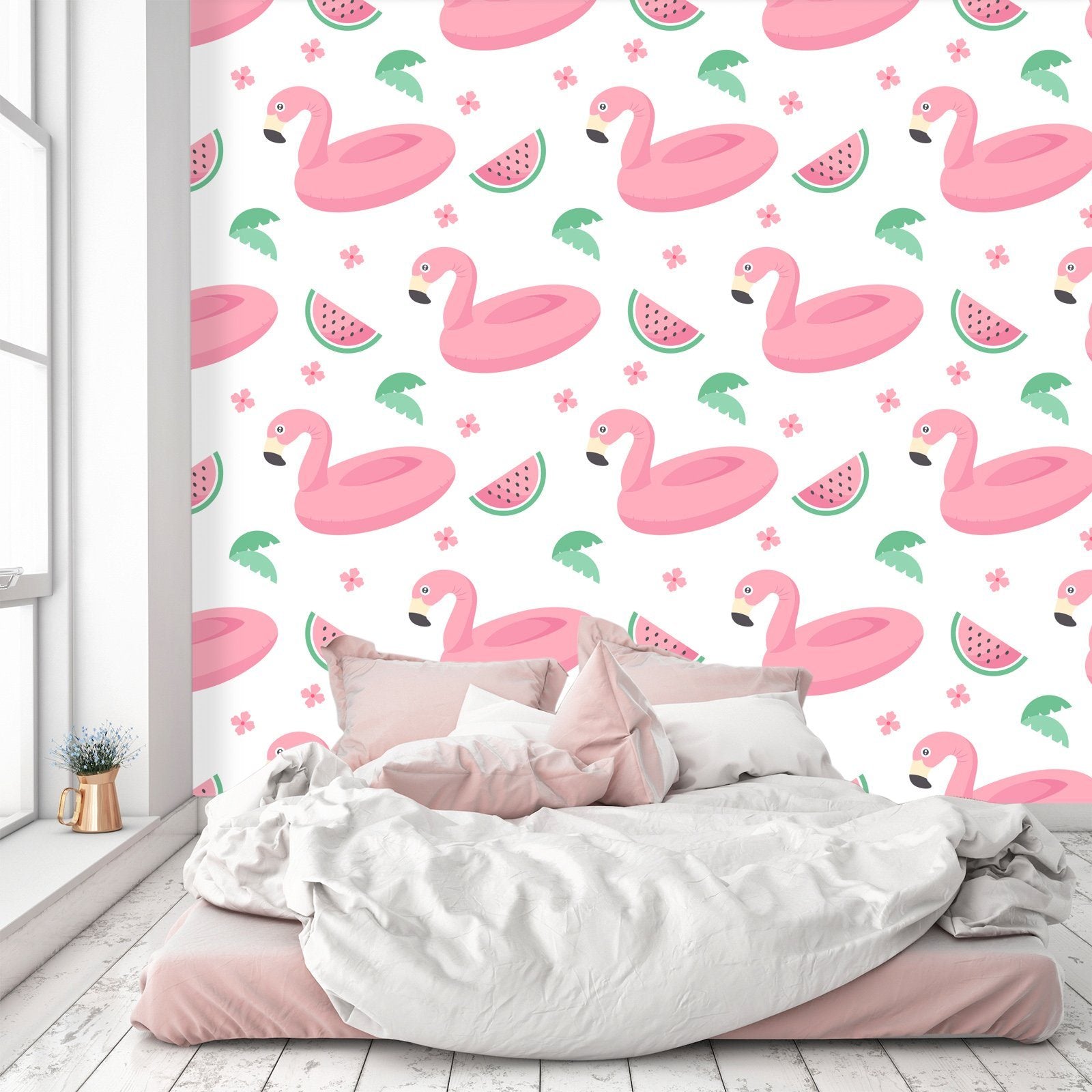 3D Flamingo Swimming Ring 453 Wallpaper AJ Wallpaper