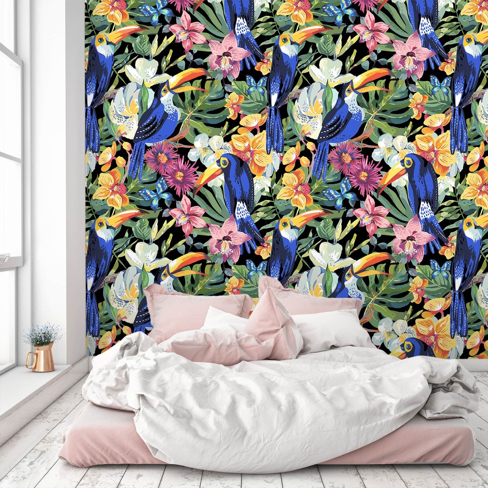3D Blue Parrot Flower 50 Wall Murals Wallpaper AJ Wallpaper 2