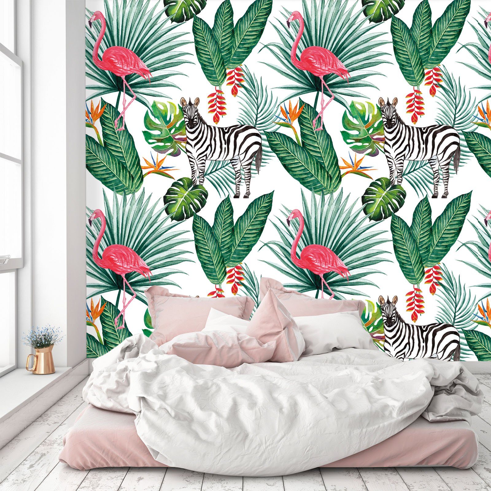 3D Flamingo Zebra 595 Wallpaper AJ Wallpaper