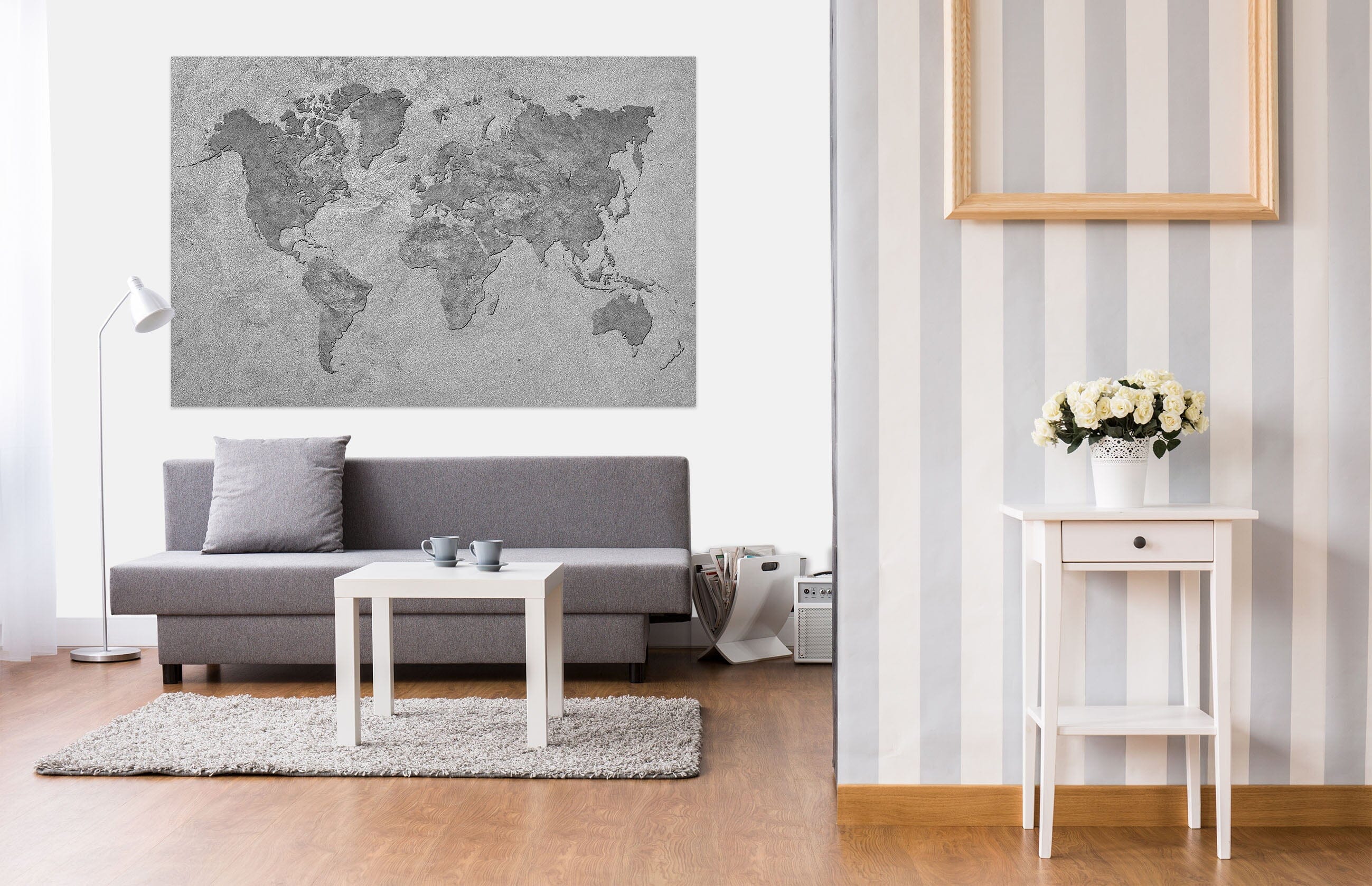 3D Grey Sea 243 World Map Wall Sticker Wallpaper AJ Wallpaper 2