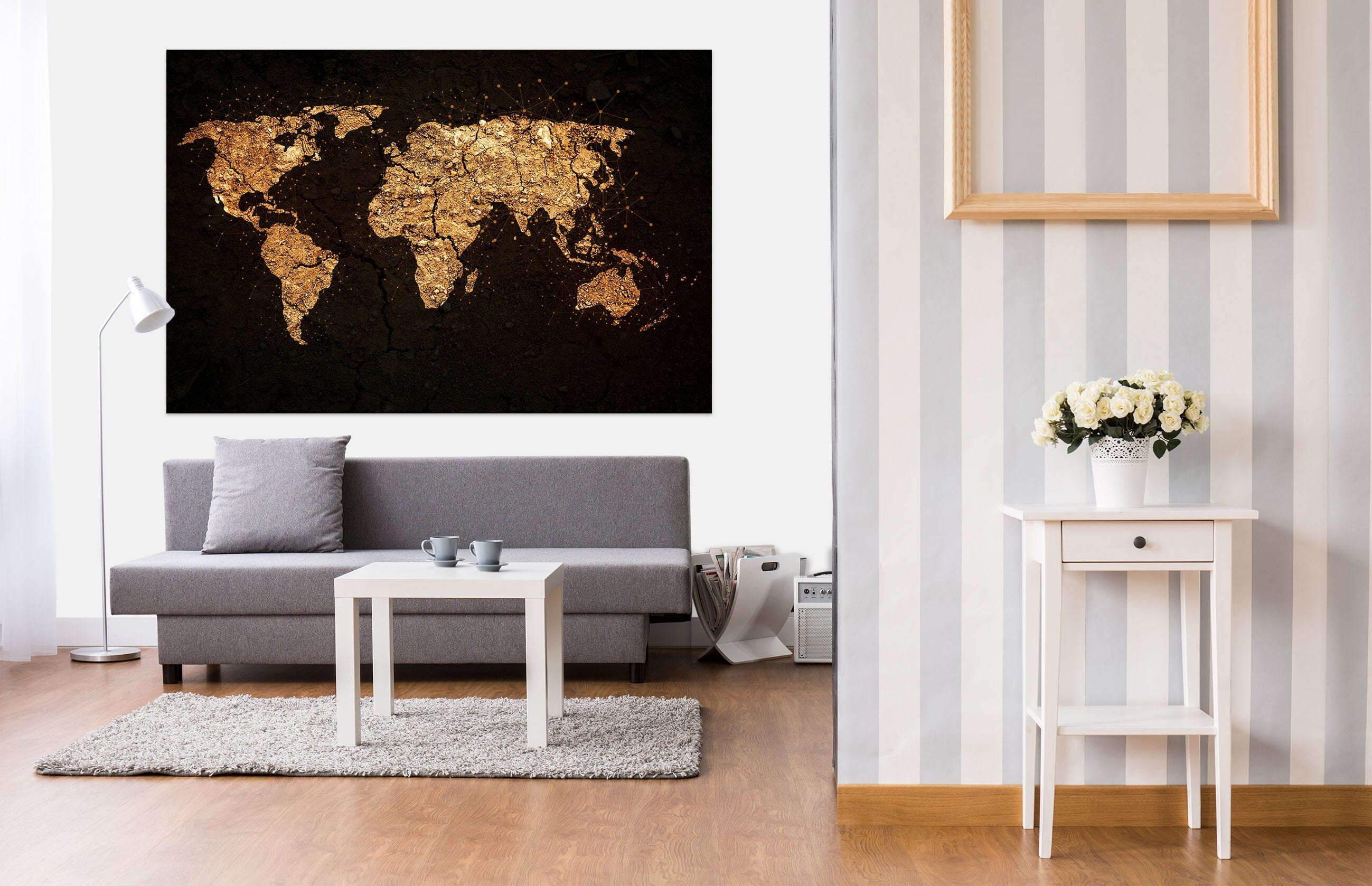 3D Gold Pattern 219 World Map Wall Sticker Wallpaper AJ Wallpaper 2