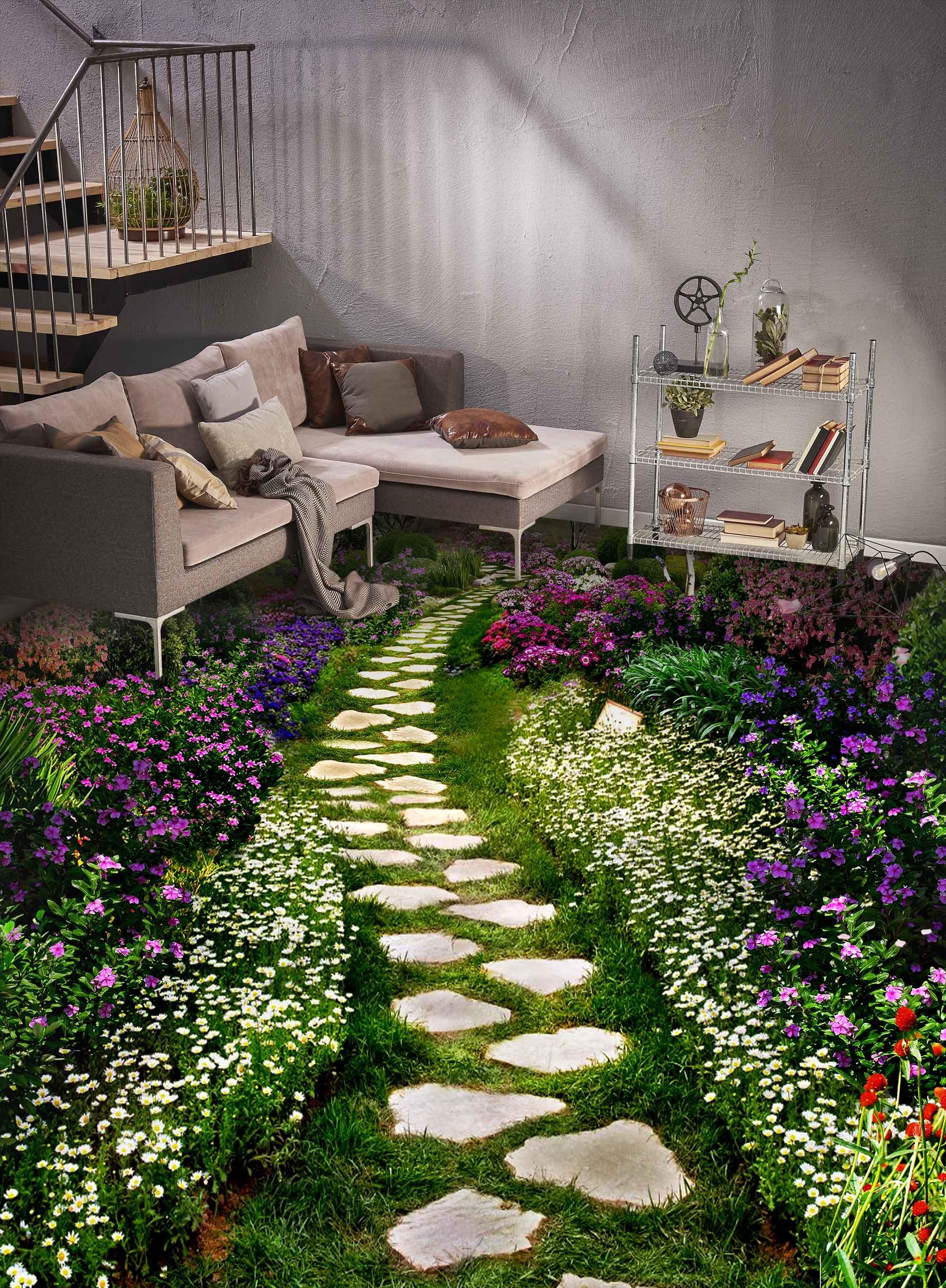 3D Garden Stone Path Floor Mural Wallpaper AJ Wallpaper 2