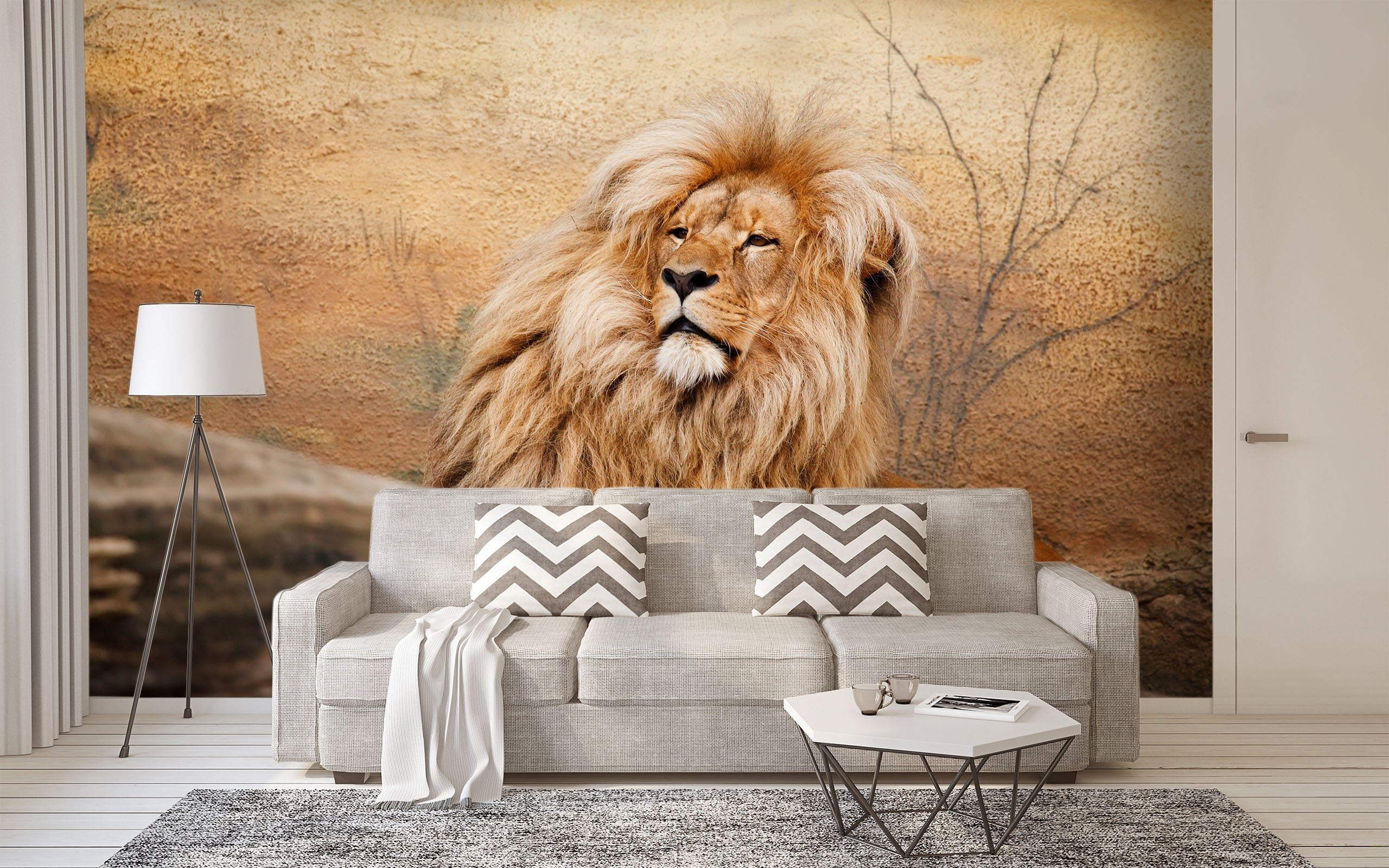 3D Grassland Lion 577 Wallpaper AJ Wallpaper