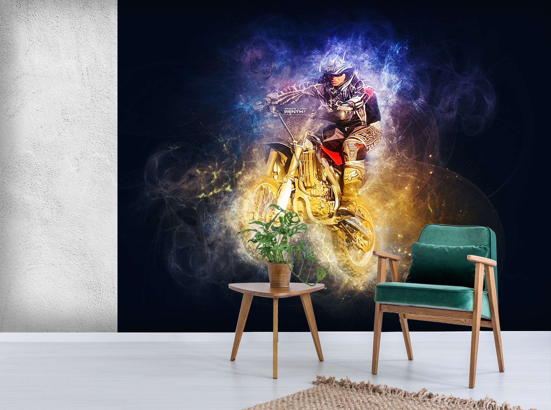 3D Motorbike Fire 121 Vehicle Wall Murals
