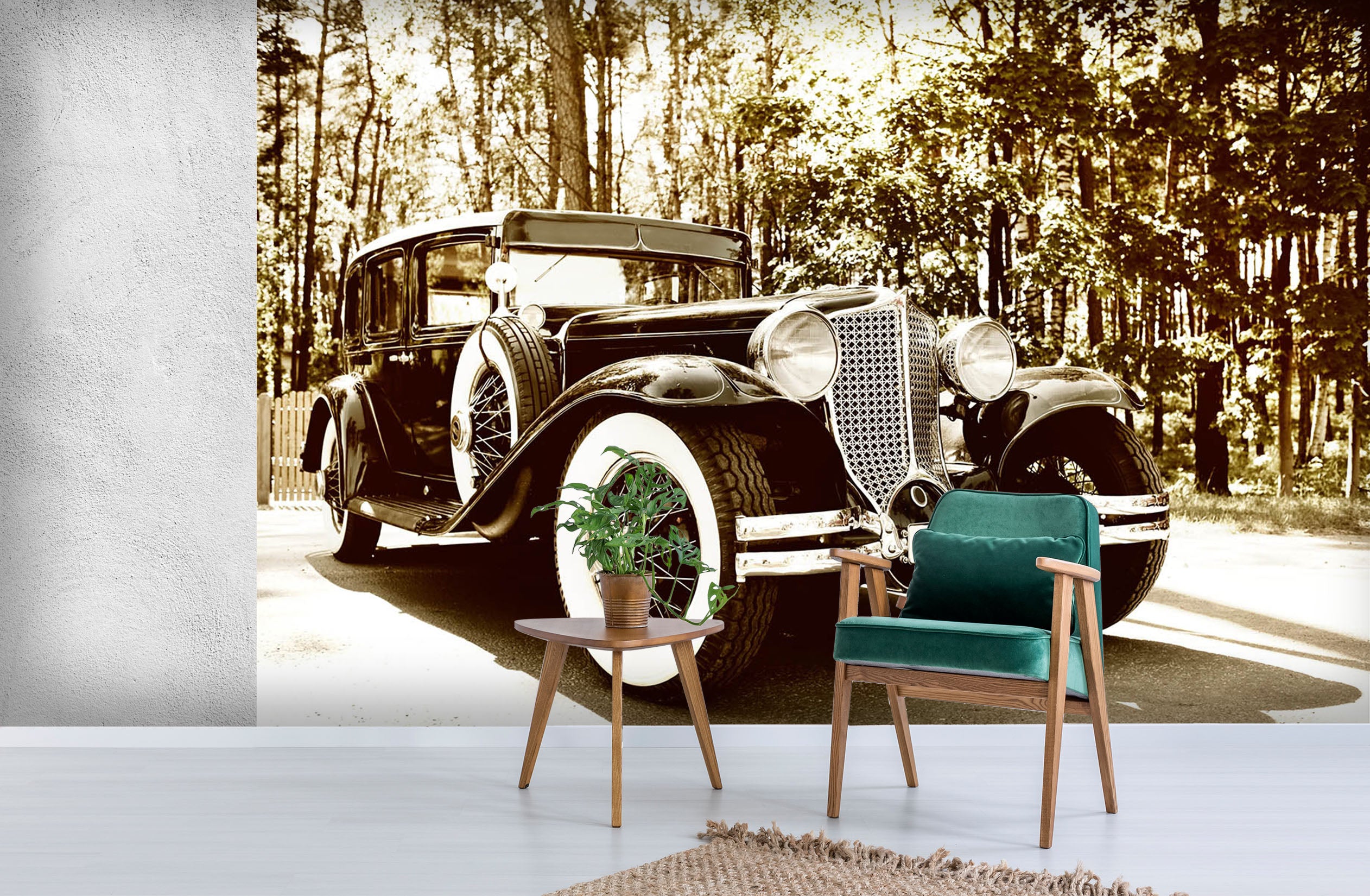 3D Classic Car Forest 299 Vehicle Wall Murals
