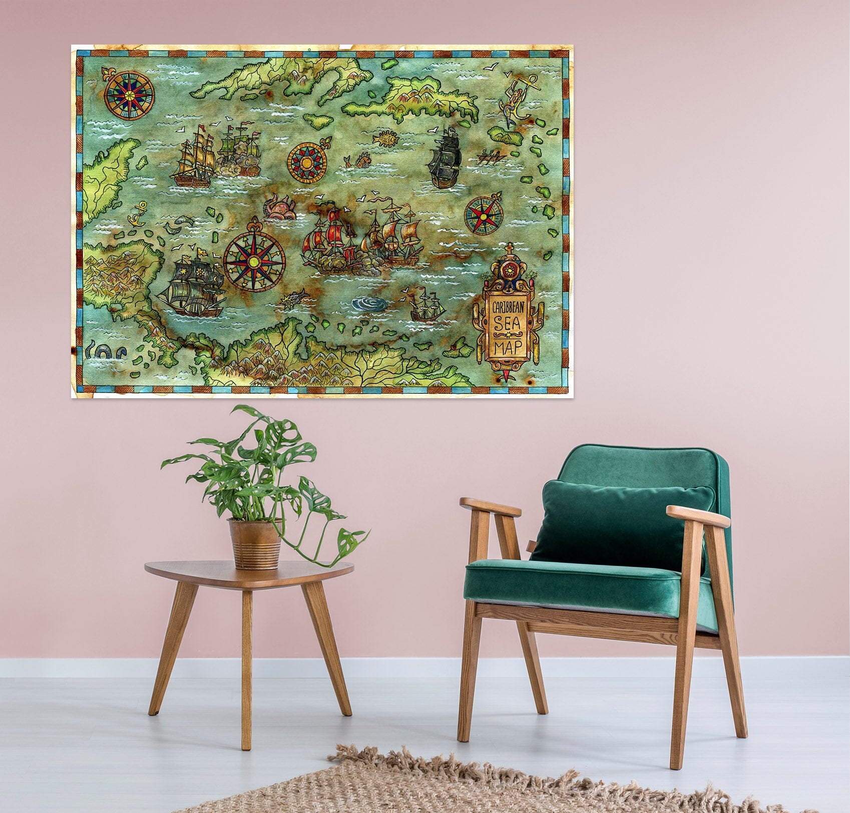 3D Sea Boat 264 World Map Wall Sticker Wallpaper AJ Wallpaper 2