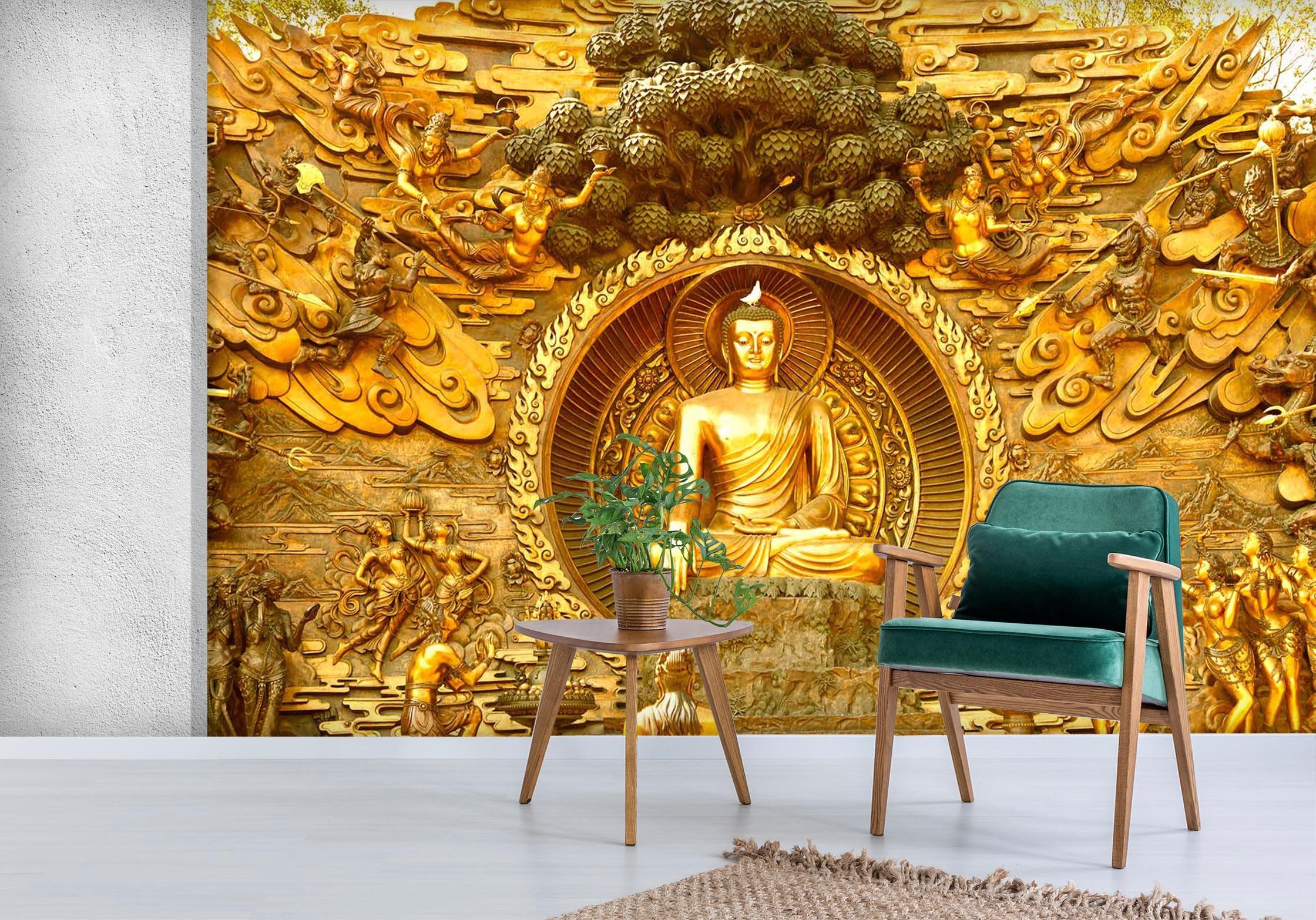 3D Gold Buddha Statue 594 Wallpaper AJ Wallpaper 2