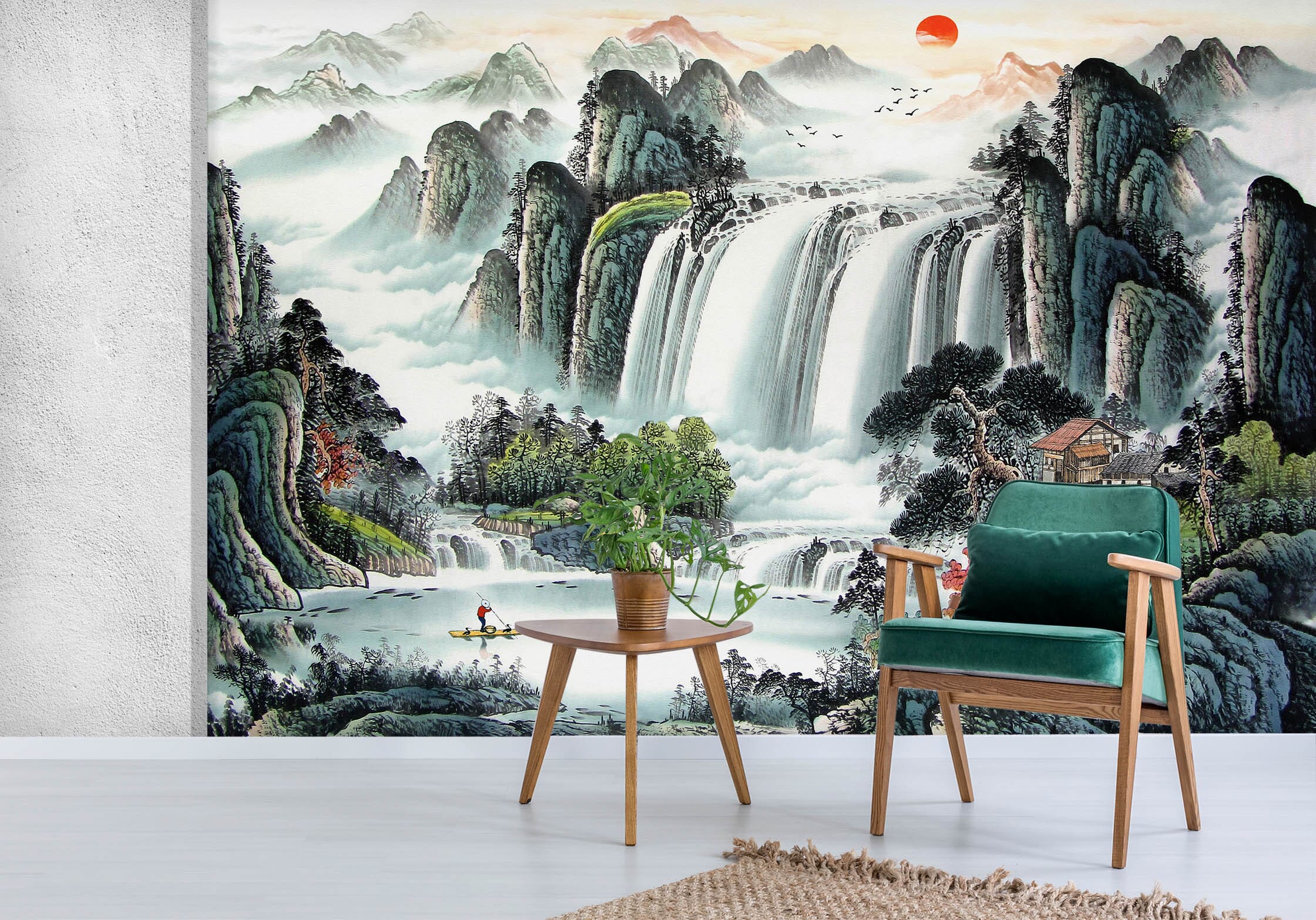 3D Alpine Waterfall 1449 Wall Murals Wallpaper AJ Wallpaper 2