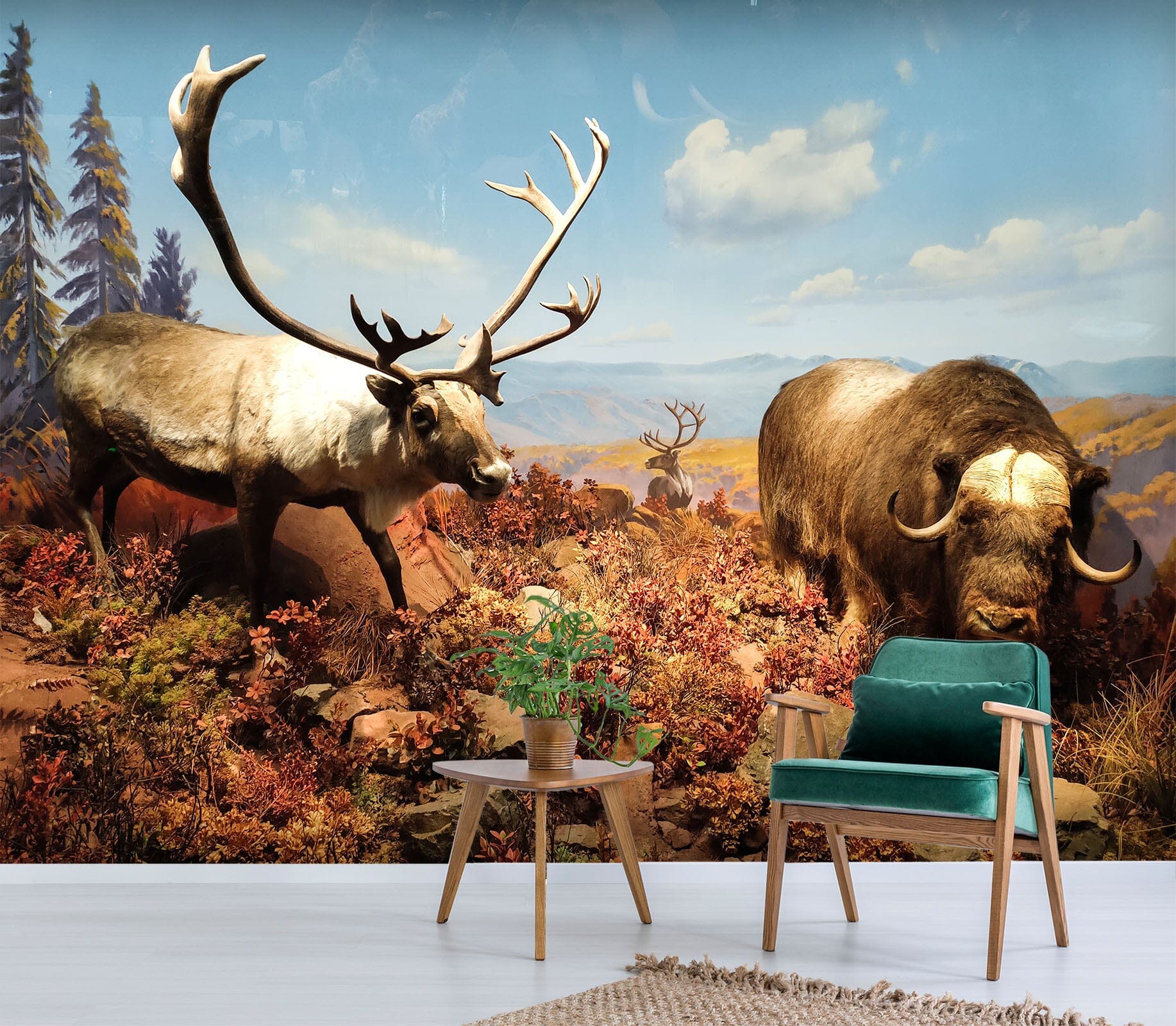 3D Deer Flower 427 Wall Murals Wallpaper AJ Wallpaper 2