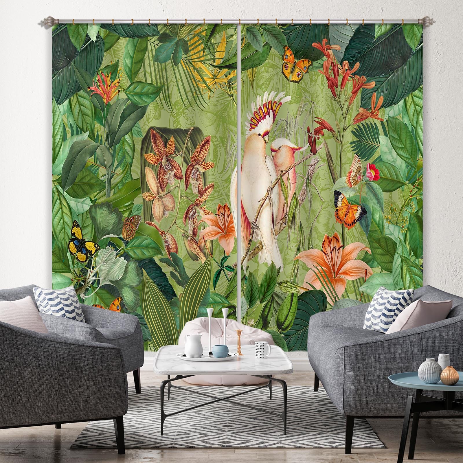 3D Cockatoos And Butterflies 049 Andrea haase Curtain Curtains Drapes Curtains AJ Creativity Home