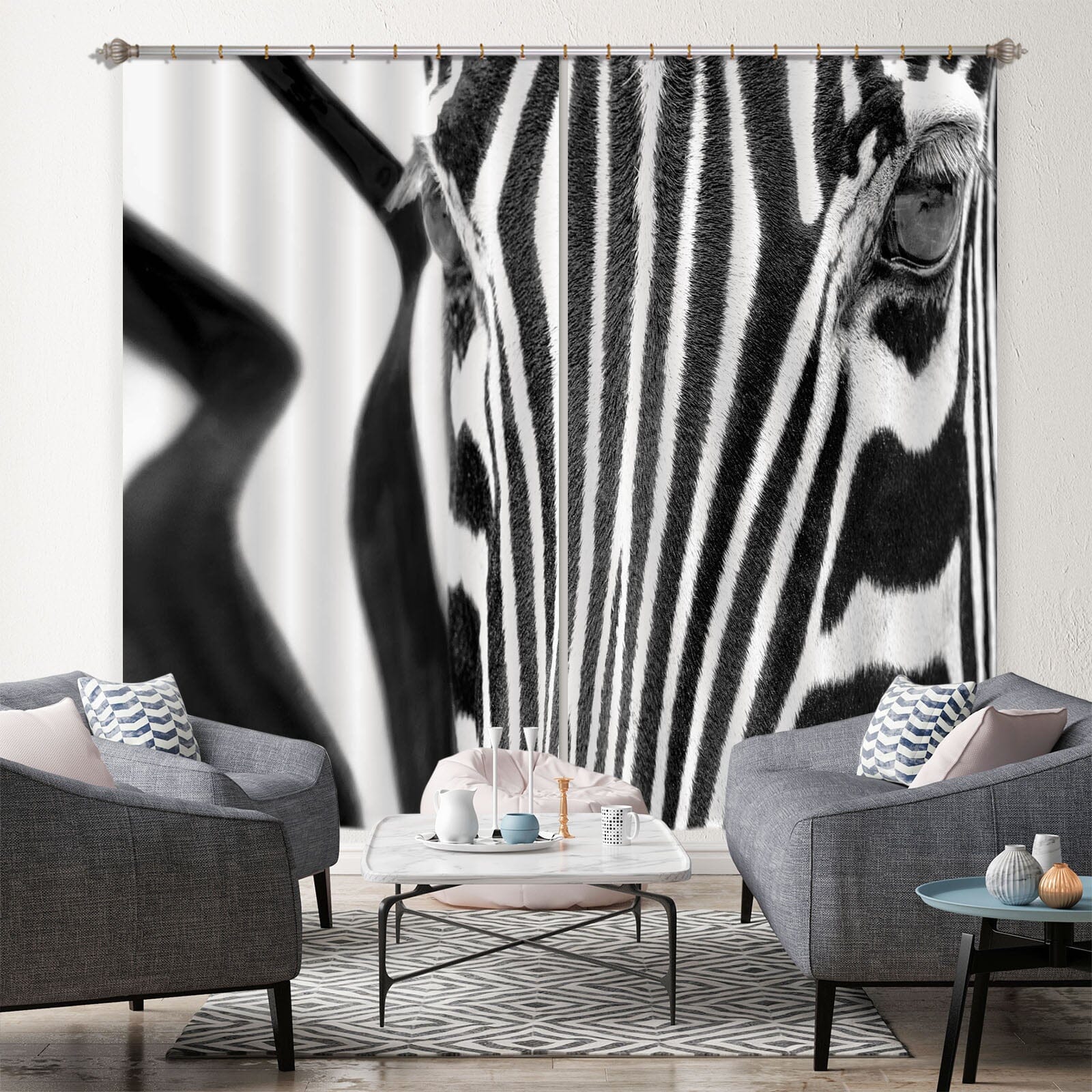 3D Zebra Lines 058 Marco Carmassi Curtain Curtains Drapes Curtains AJ Creativity Home