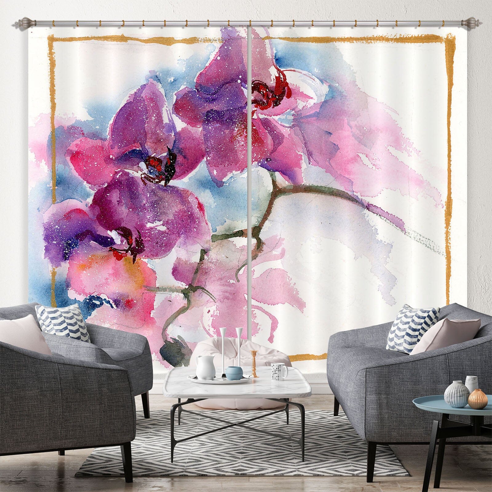 3D Painted Petals 007 Anne Farrall Doyle Curtain Curtains Drapes Curtains AJ Creativity Home