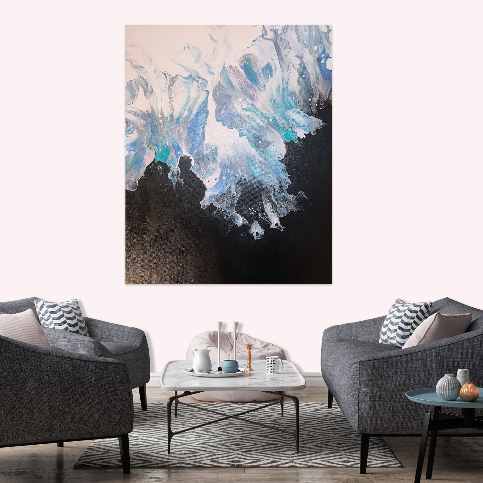 3D Blue Black Pattern 8162 Valerie Latrice Wall Sticker